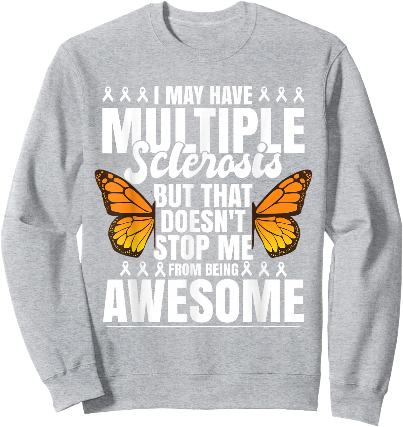 Multiple Sclerosis MS Butterfly Sweatshirt - Sweatshirt | Ash