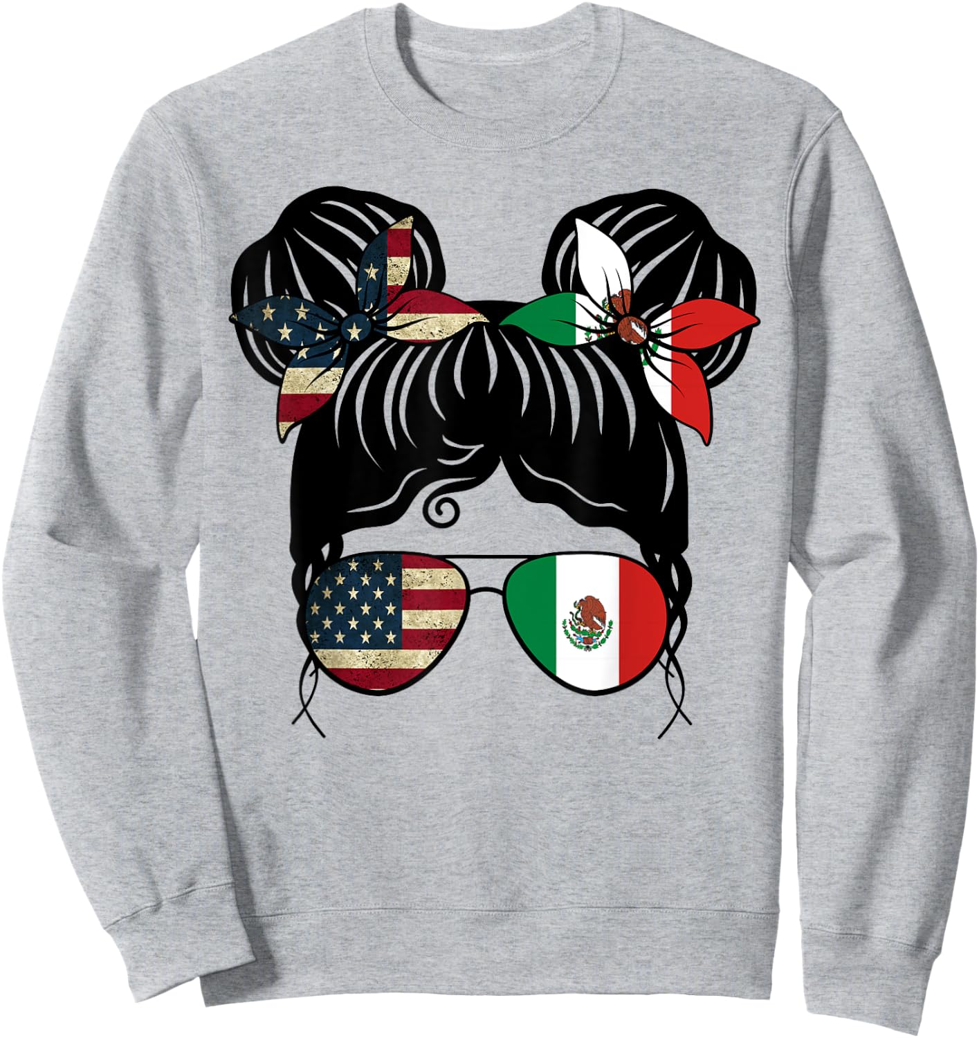Half American Half Mexican Girl USA Mexico Flag Kids Sweatshirt - Sweatshirt | Ash