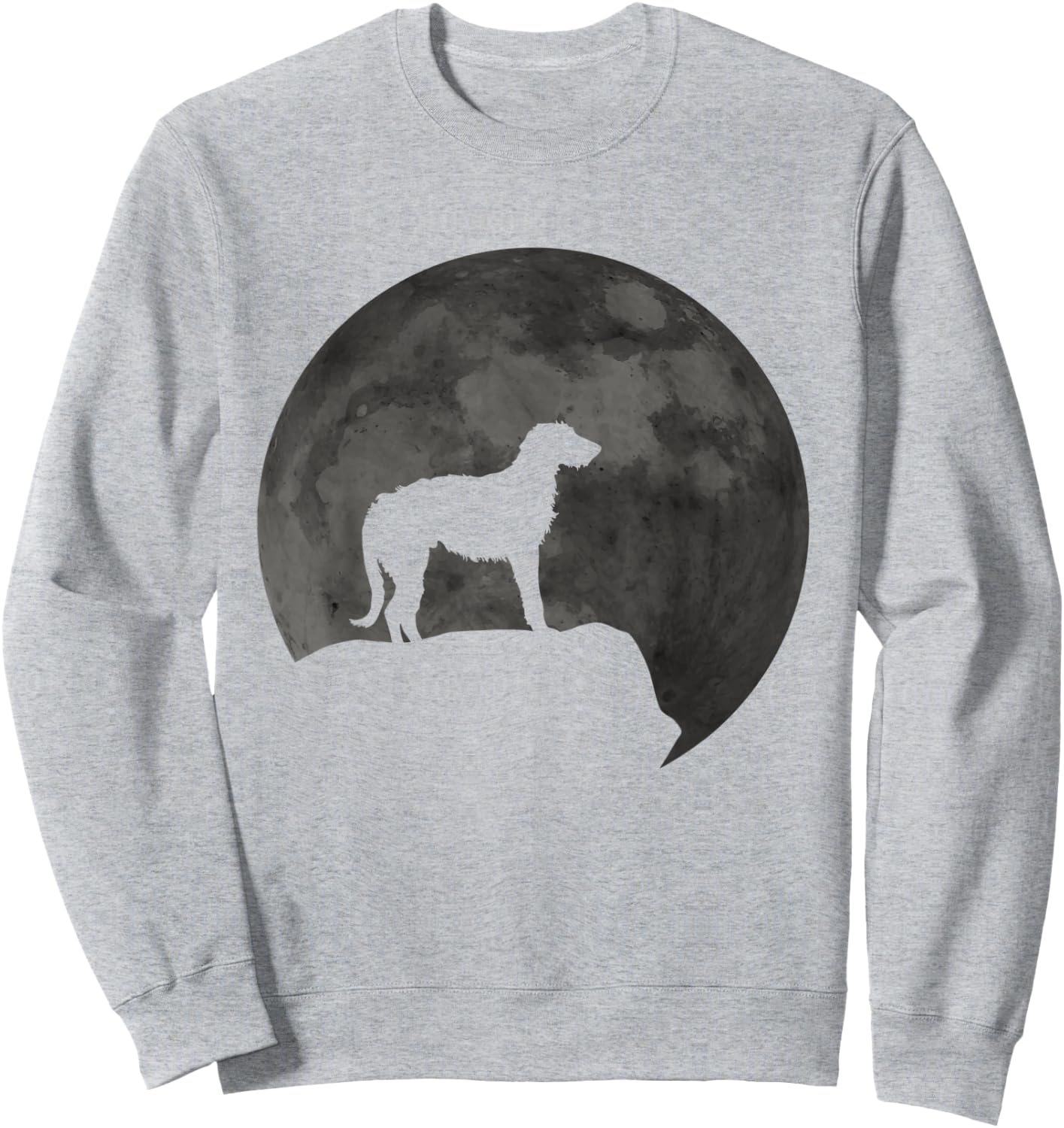 Moon And Dog Silhouette - Irish Wolfhound Sweatshirt - Sweatshirt | Ash