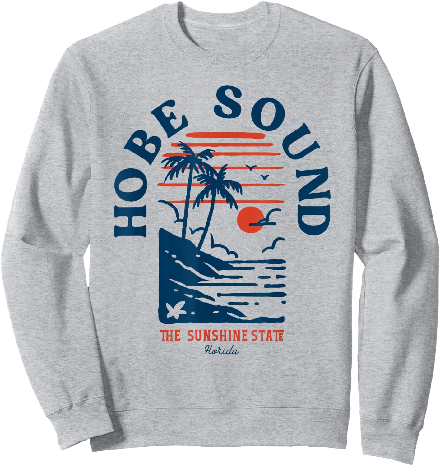 Hobe Sound Florida Retro Surfer Vintage Beach Men Women Sweatshirt - Sweatshirt | Ash