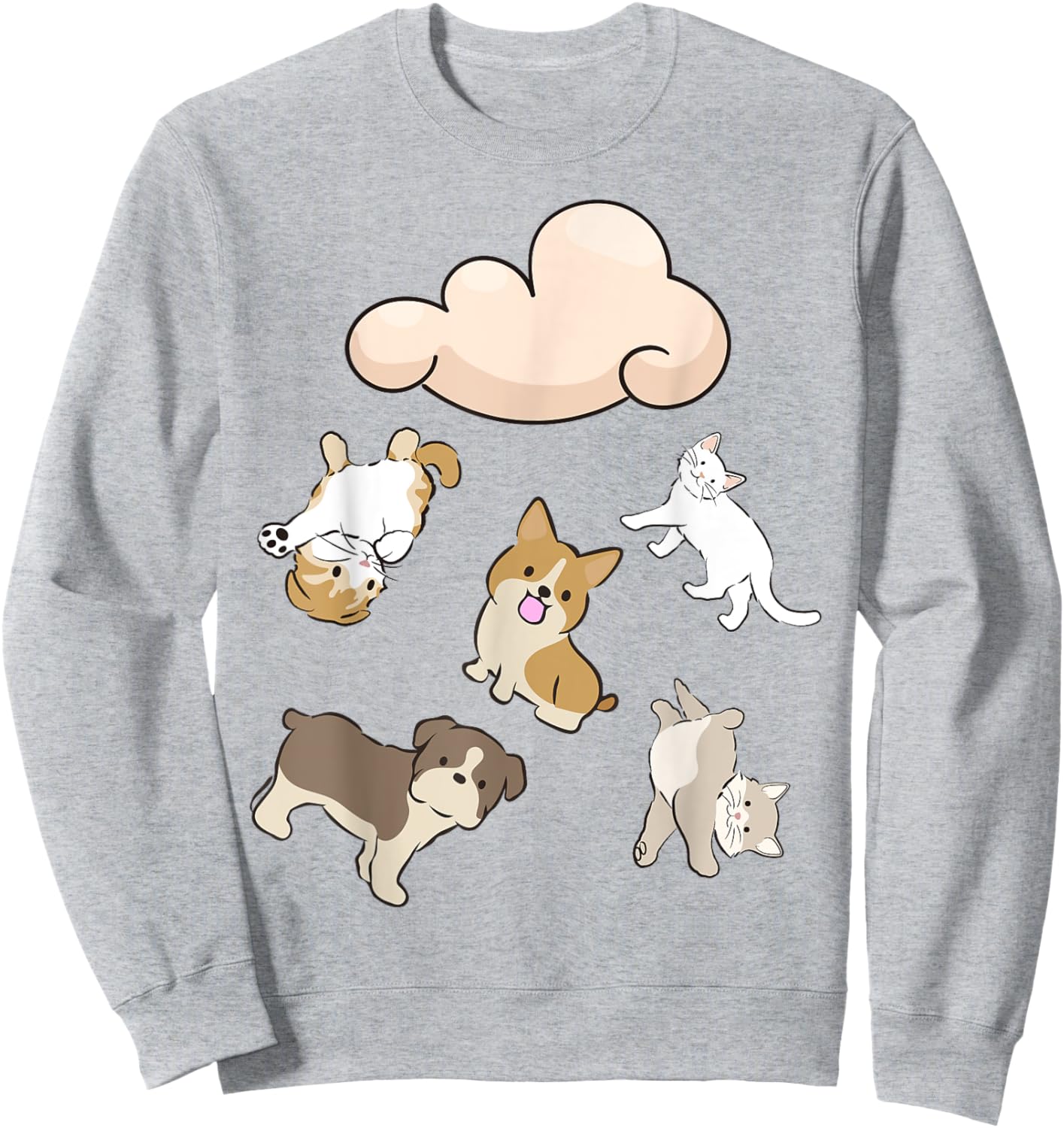 Funny Idiom Raining Cats and Dogs Kitten Puppy for Pet Lover Sweatshirt - Sweatshirt | Ash