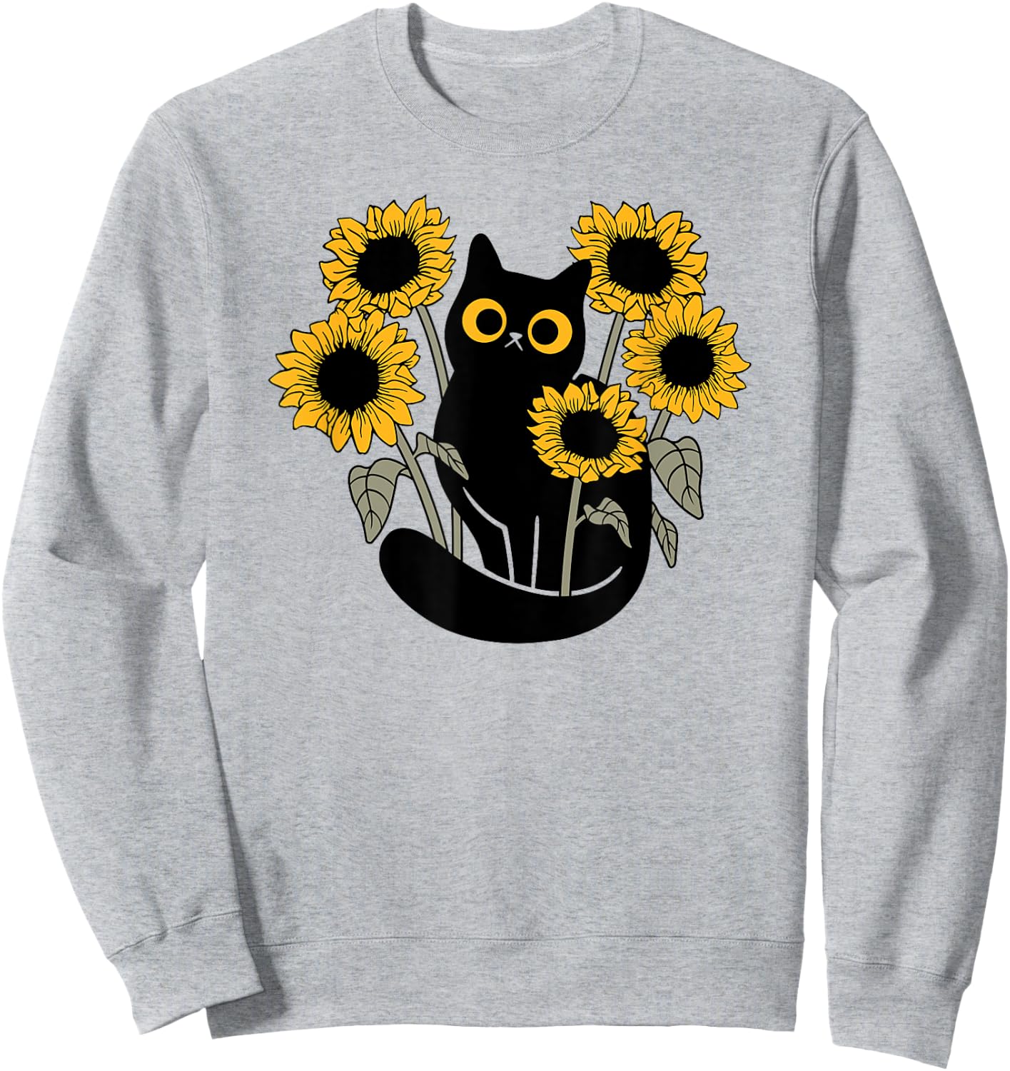 Black Cat in Sunflowers Women Girls Kids Sweatshirt - Sweatshirt | Ash