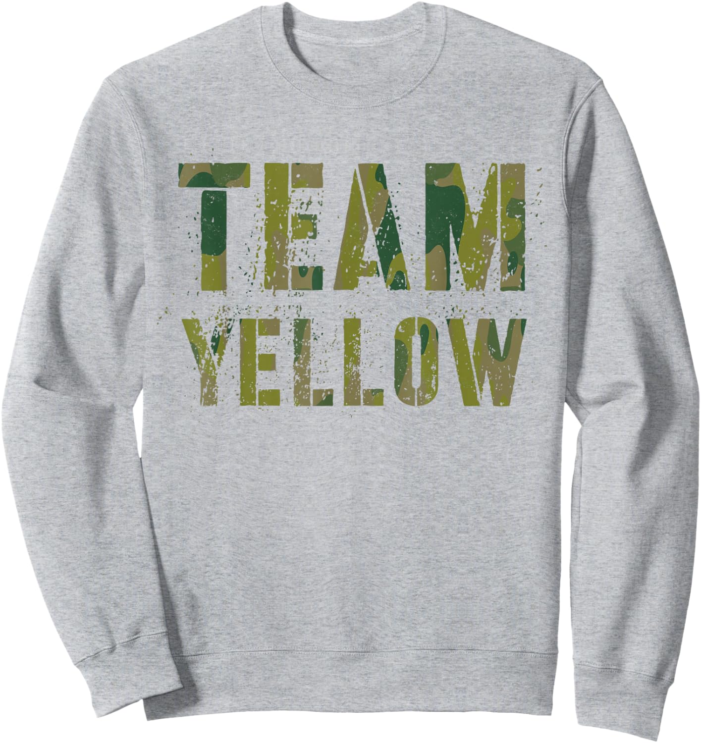 Vintage TEAM YELLOW Camo Crew Summer Camp War Game Squad Sweatshirt - Sweatshirt | Ash