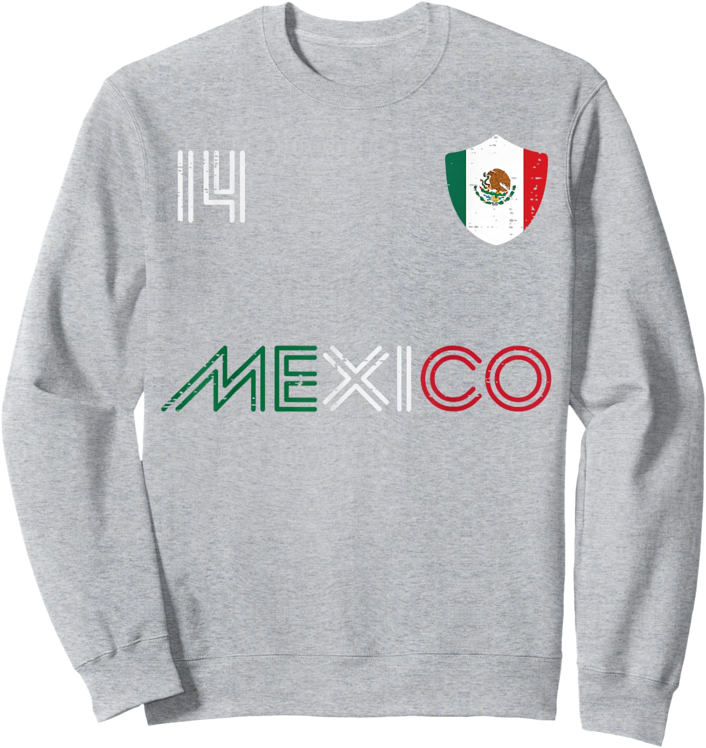 Mexico Flag 14 Mexican Soccer Fan Men Women Boys Girls Kids Sweatshirt - Sweatshirt | Ash