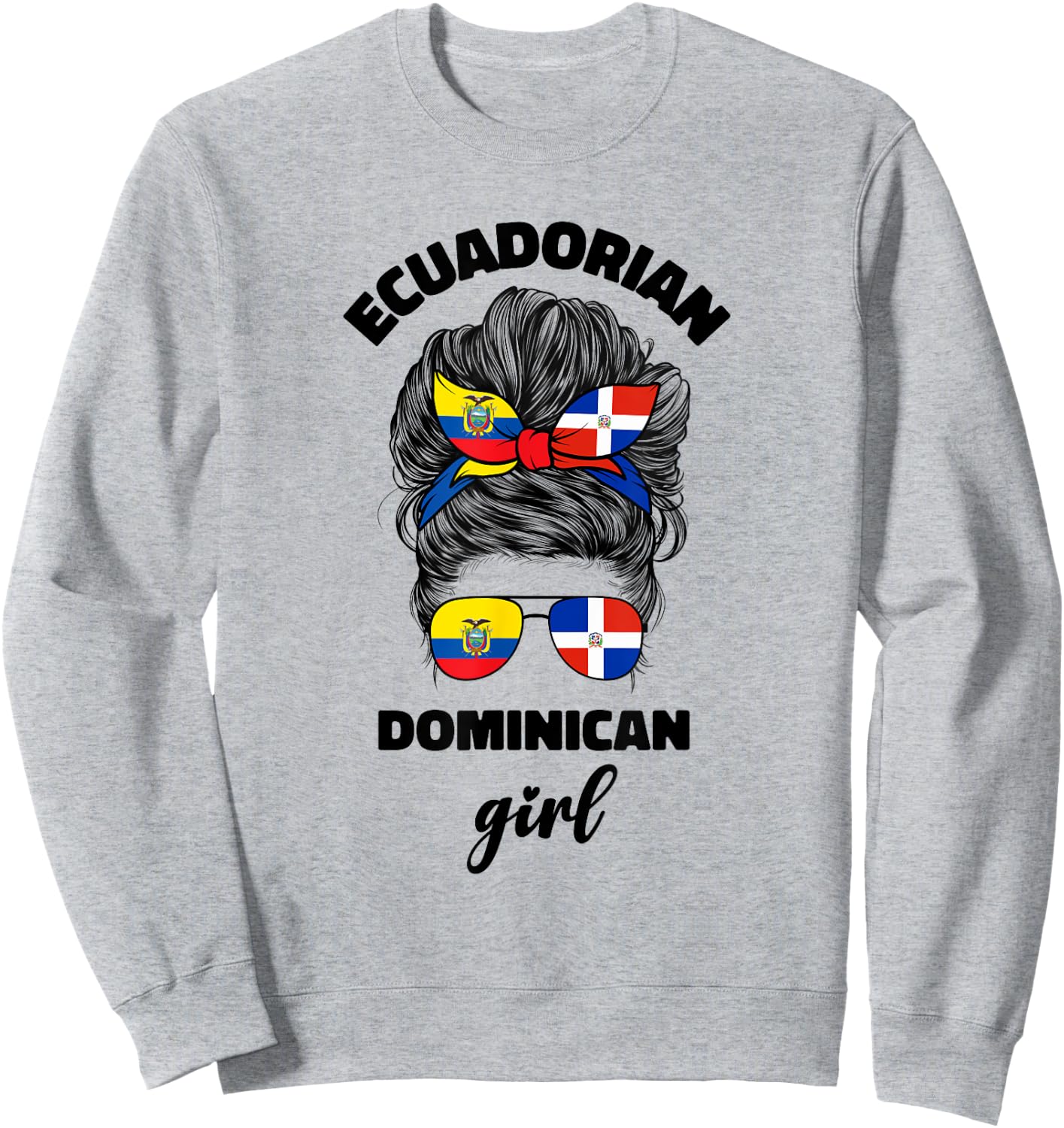 Half Dominican And Ecuadorian Ecuador Flag Girl Women Mix Sweatshirt - Sweatshirt | Ash