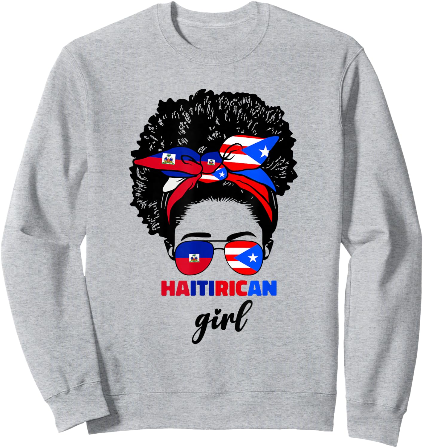 Half Haitian And Puerto Rican Rico Haiti Flag Girl Women Mix Sweatshirt - Sweatshirt | Ash
