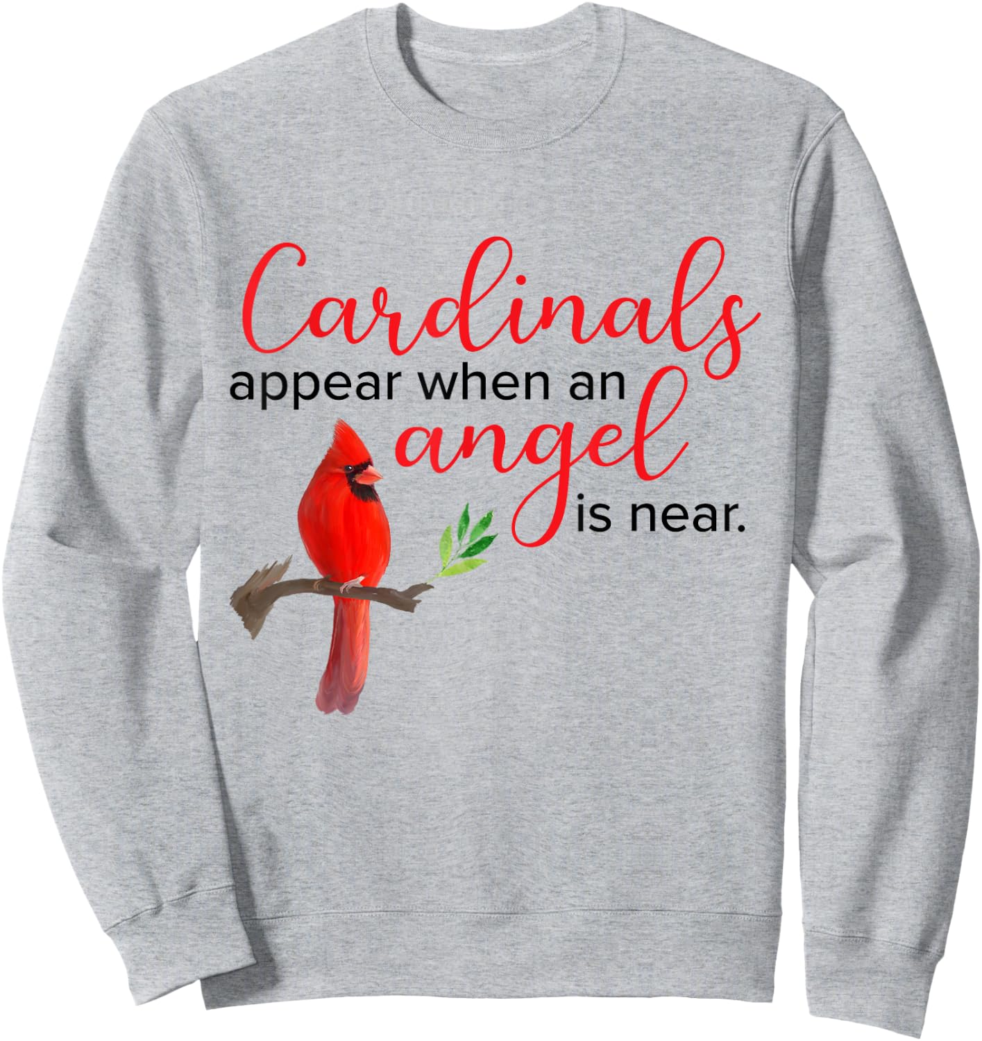 Red Cardinal Bird Angel Memorial Love Design Sweatshirt - Sweatshirt | Ash