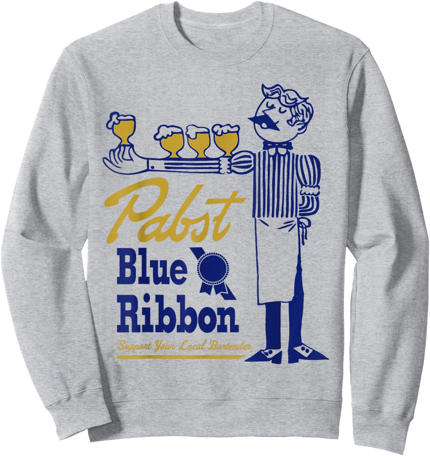 Pabst Blue Ribbon Classic Bartender - Vintage Artwork Sweatshirt - Sweatshirt | Ash