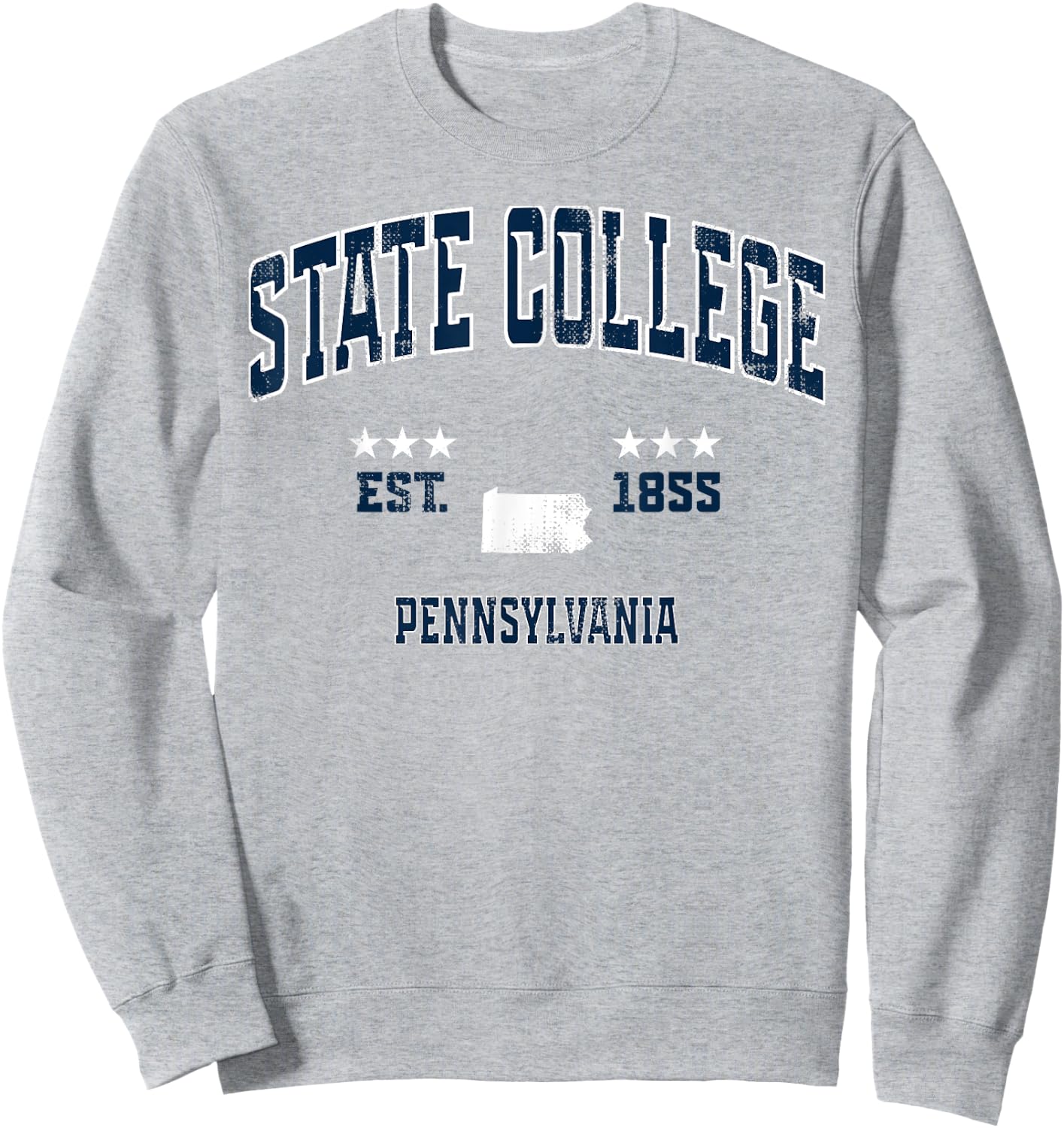 State College Pennsylvania PA Vintage Athletic Navy Sports Sweatshirt - Sweatshirt | Ash