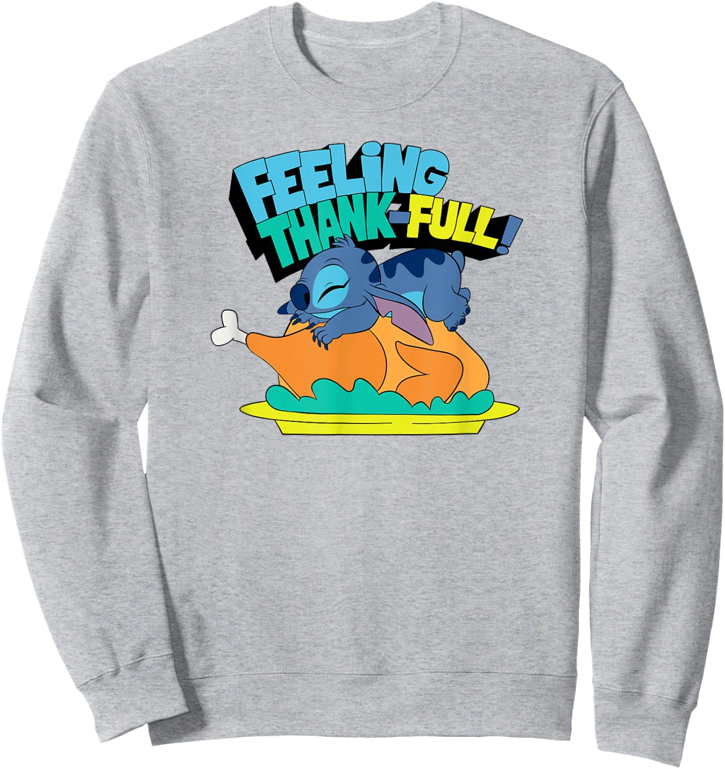 Amazon Essentials Stitch Thanksgiving Turkey Feeling Thank-full Sweatshirt - Sweatshirt | Ash