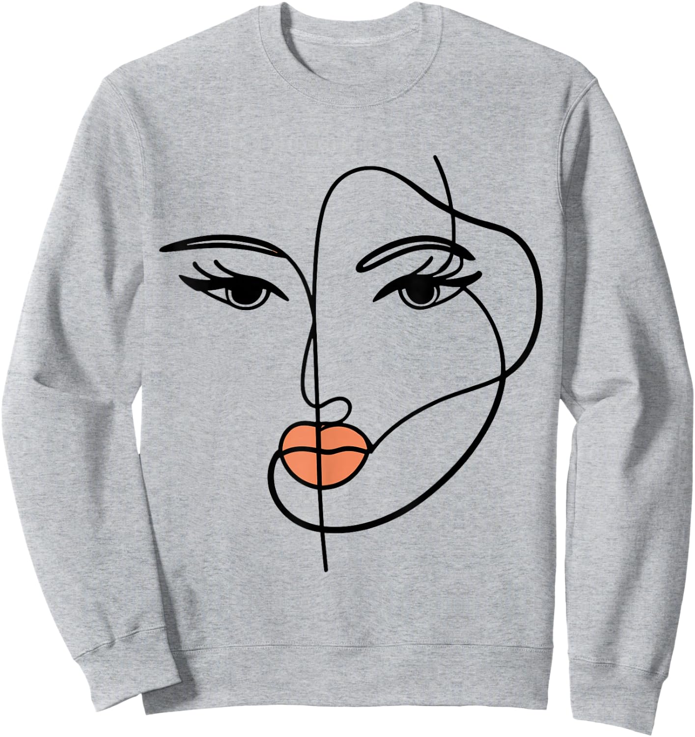 Line Art Girl Face Abstract Art Minimalist One Line Minimal Sweatshirt - Sweatshirt | Ash