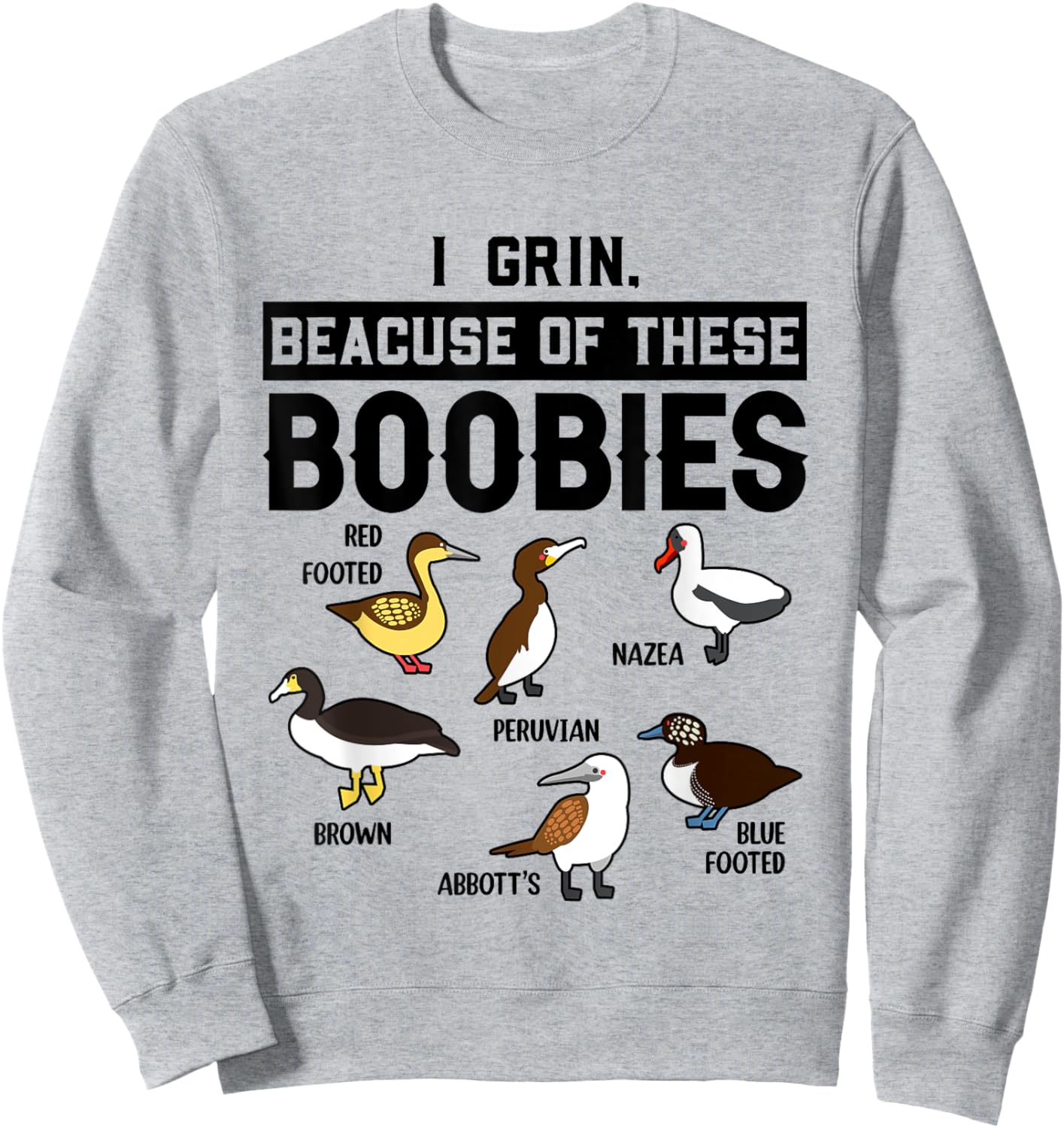 Funny Booby Seabirds Collection Bird Watching Ornithologist Sweatshirt - Sweatshirt | Ash
