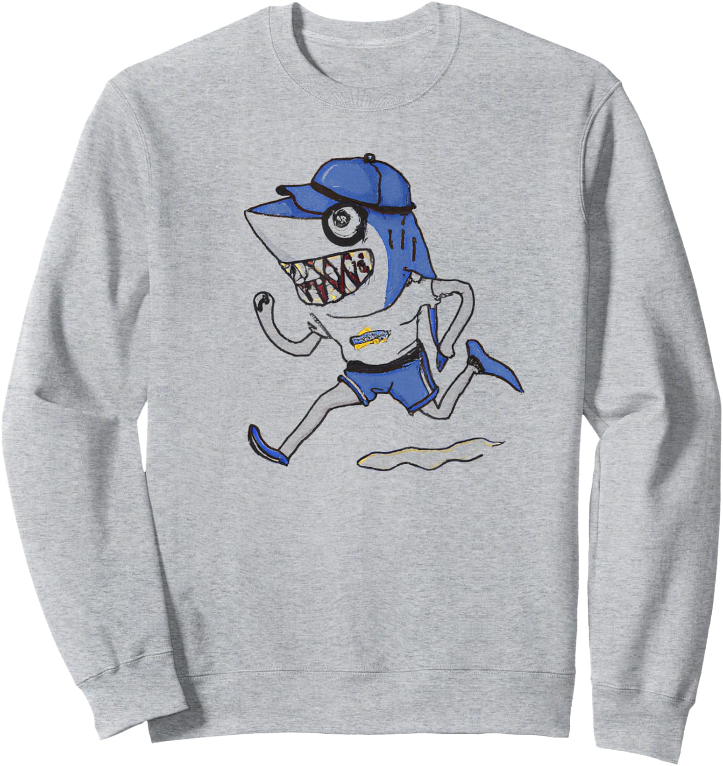 Funny running shark running runner Sweatshirt - Sweatshirt | Ash