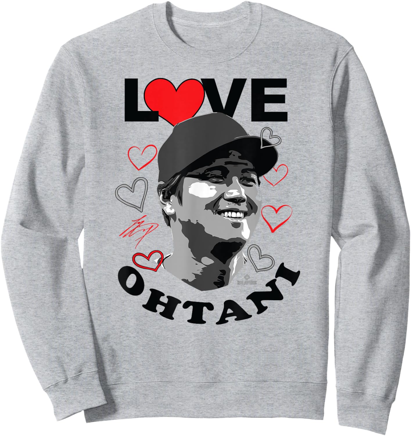 Love Shohei Ohtani Valentine Los Angeles Baseball MLBPA Sweatshirt - Sweatshirt | Ash