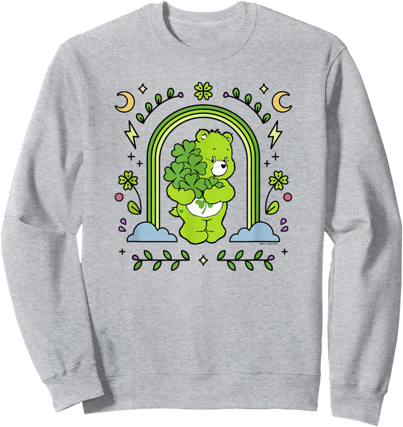 Care Bears St. Patrick's Day Good Luck Bear Rainbow Arch Sweatshirt - Sweatshirt | Ash