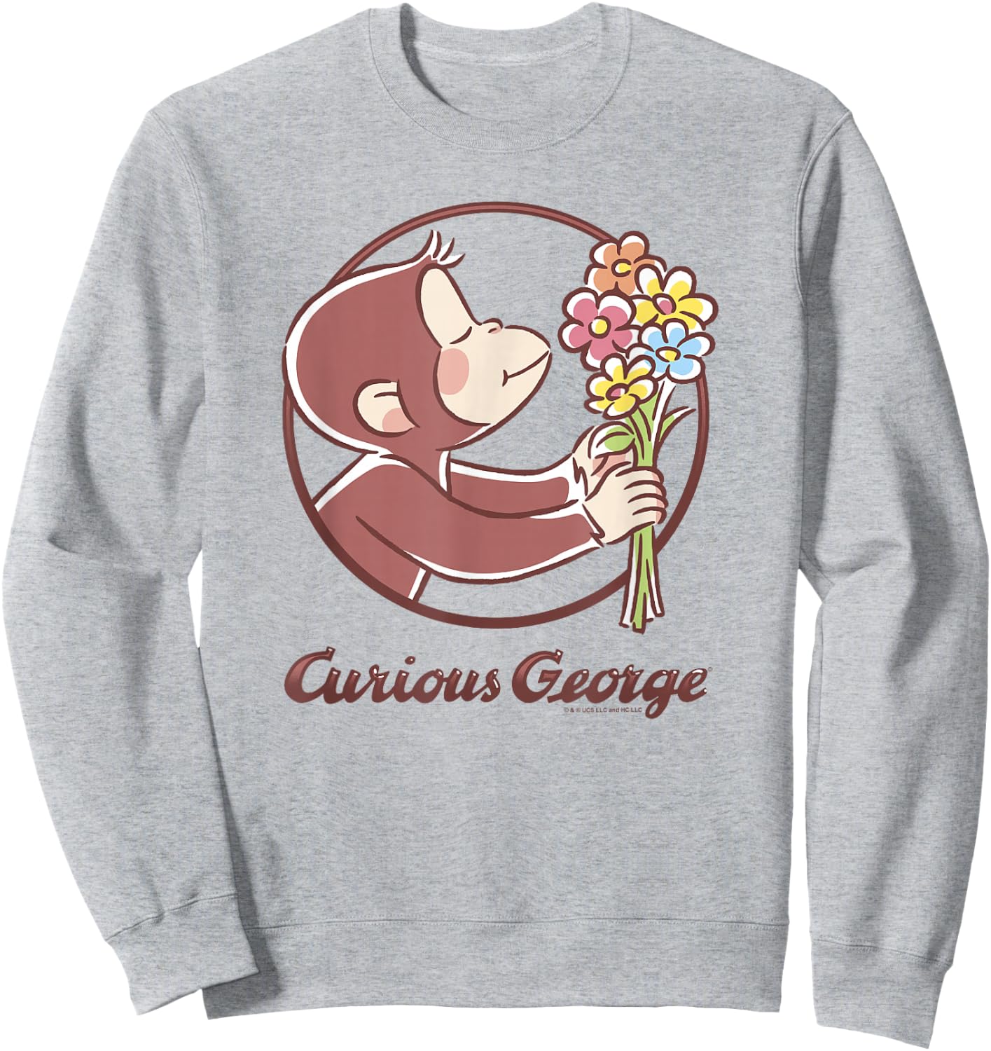 Curious George Flower Bouquet Poster Sweatshirt - Sweatshirt | Ash