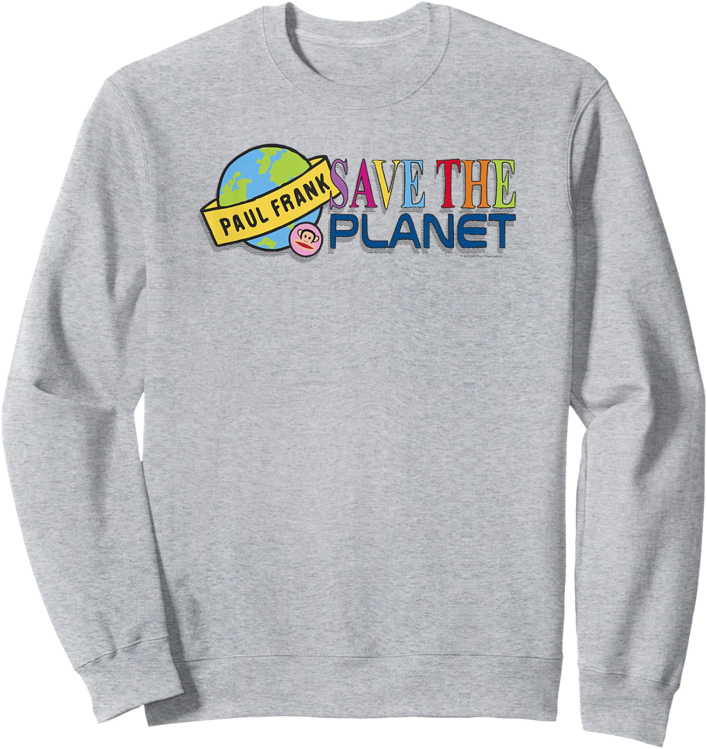 Paul Frank Earth Day Save The Planet Colorful Earth Logo Sweatshirt - Sweatshirt | Ash
