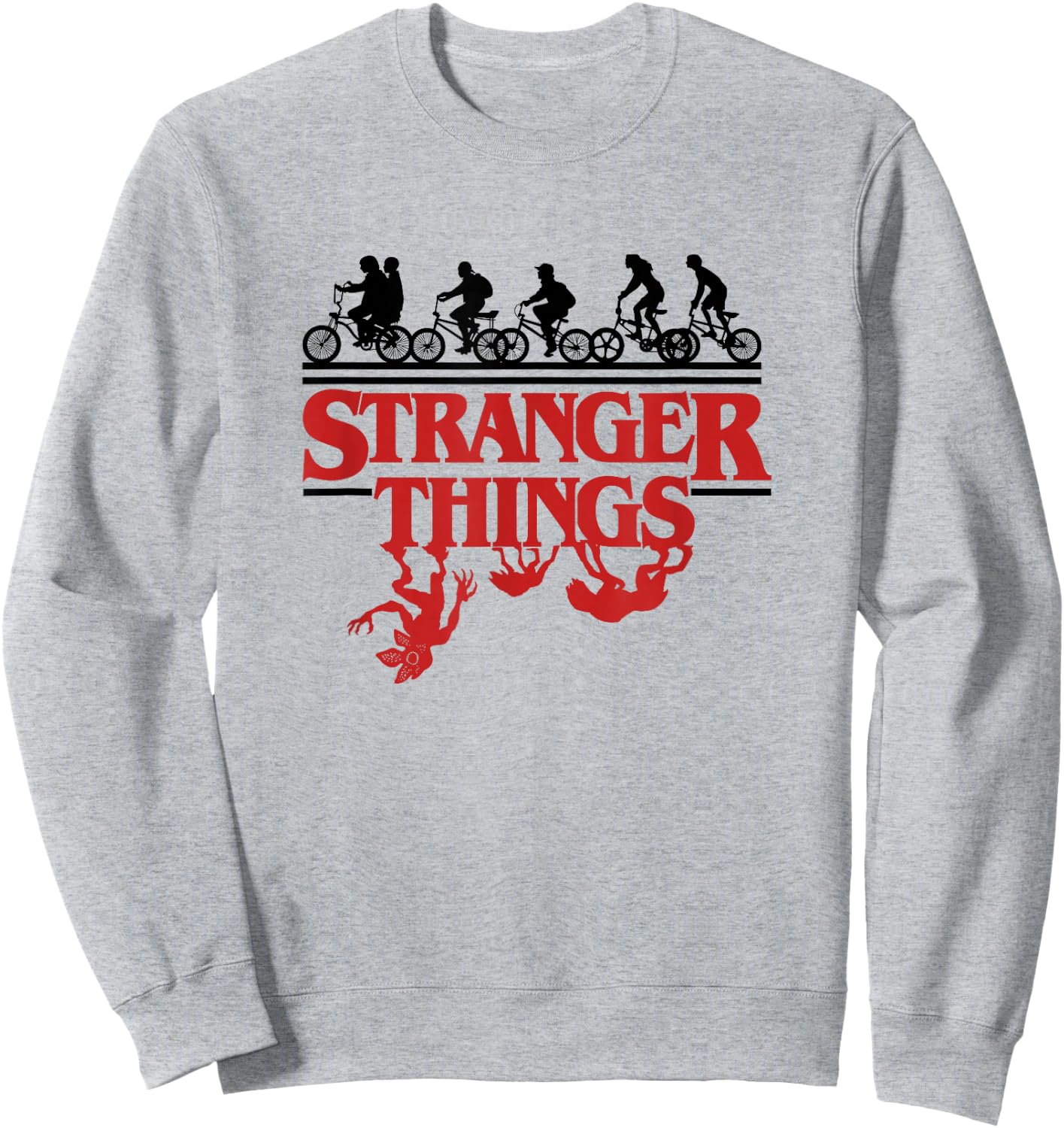Stranger Things Kids Riding Bikes Hunted By Monsters Sweatshirt - Sweatshirt | Ash