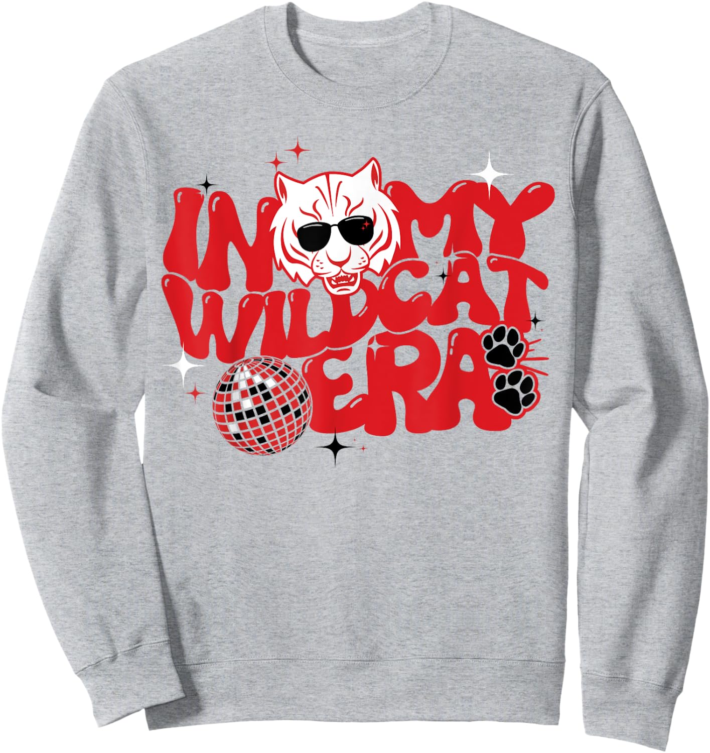 In My Wildcat Era Go Wildcats Groovy School Spirit Mascot Sweatshirt - Sweatshirt | Ash