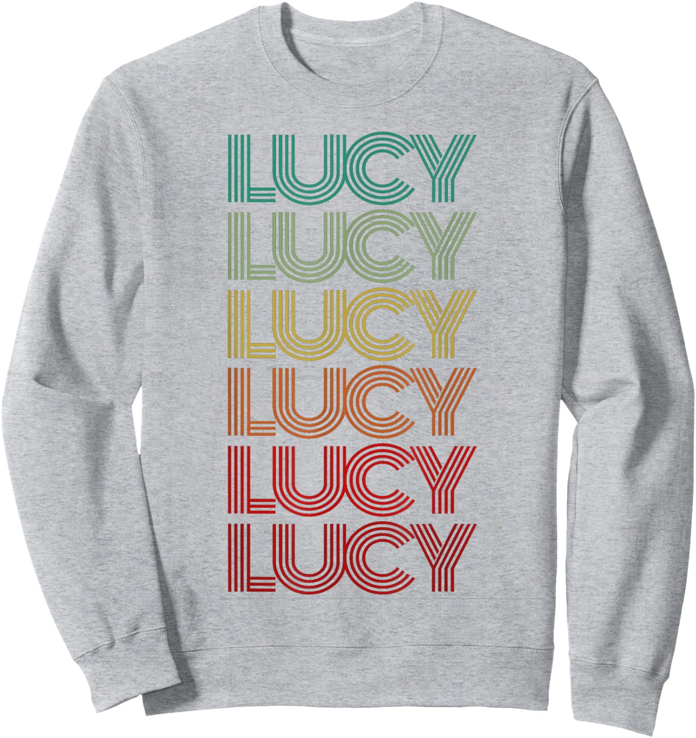 First Name LUCY Girl Retro Personalized Groovy 60s Birthday Sweatshirt - Sweatshirt | Ash