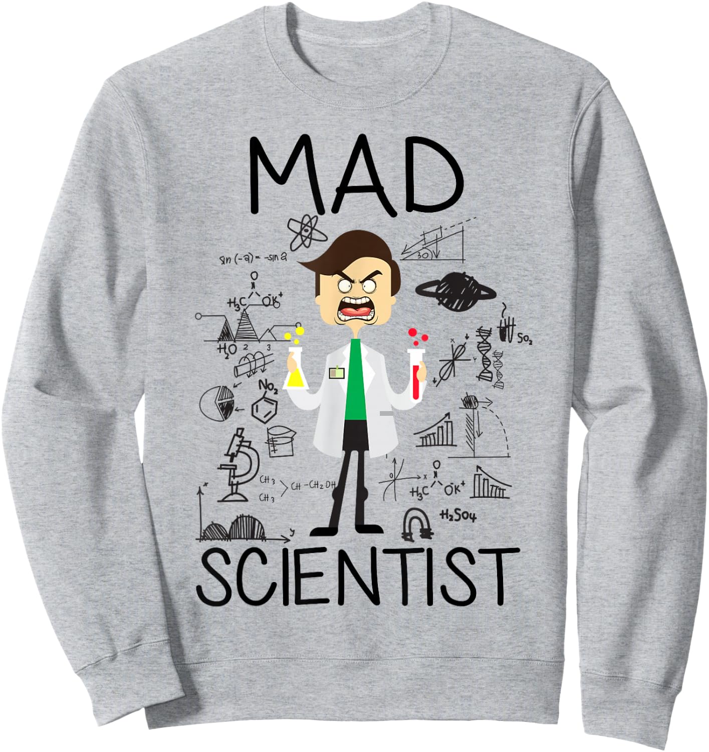 Mad Scientist Shirt Kids Boys Youth Funny Science Teacher Sweatshirt - Sweatshirt | Ash