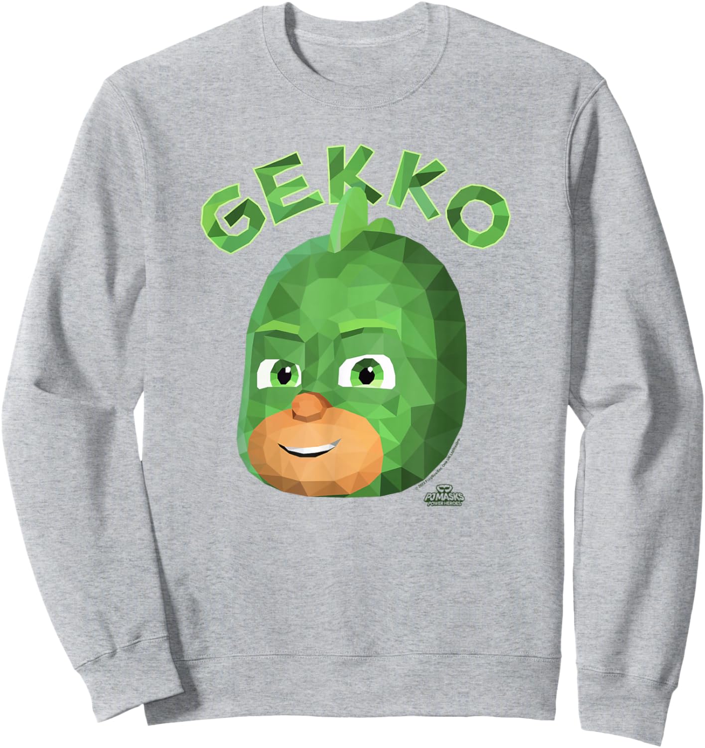 PJ Masks Gekko Power Hero Big Face Art Logo Sweatshirt - Sweatshirt | Ash