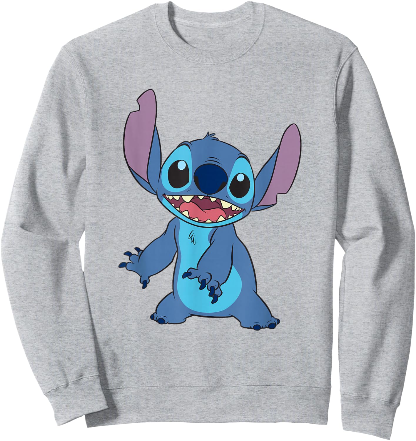 Disney Lilo & Stitch Happy Stitch Full Body Shot Sweatshirt - Sweatshirt | Ash
