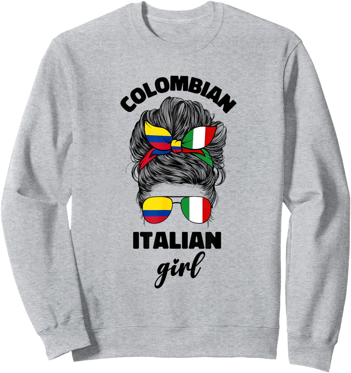Half Italian And Colombian Colombia Italy Flag Girl Women Sweatshirt - Sweatshirt | Ash