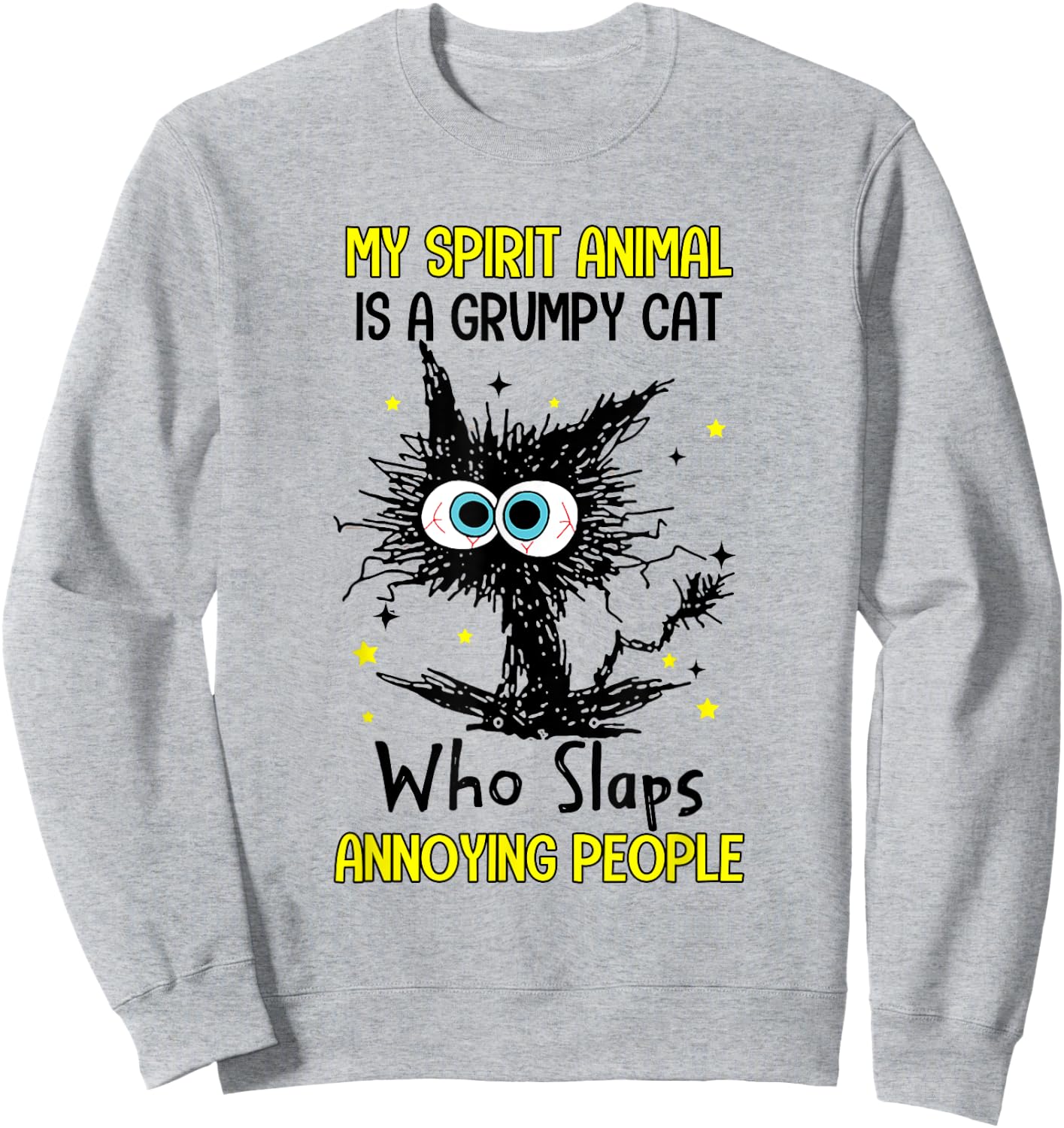 Vintage My Spirit Animal Is A Grumpy Funny Cat Sweatshirt - Sweatshirt | Ash