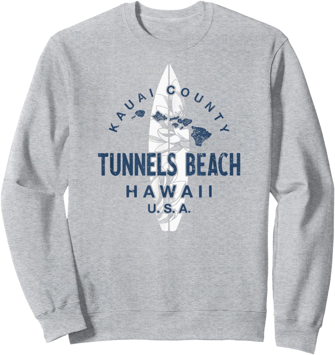 Tunnels Beach Kauai Hawaii Vintage Surfing Women Kids Sweatshirt - Sweatshirt | Ash
