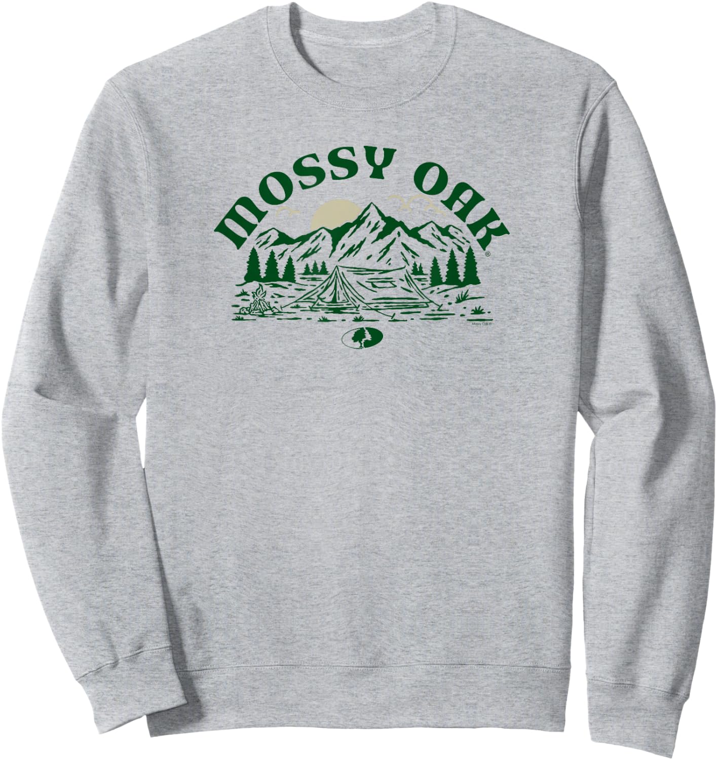 Mossy Oak Camping Retro Mountain Landscape Logo Sweatshirt - Sweatshirt | Ash