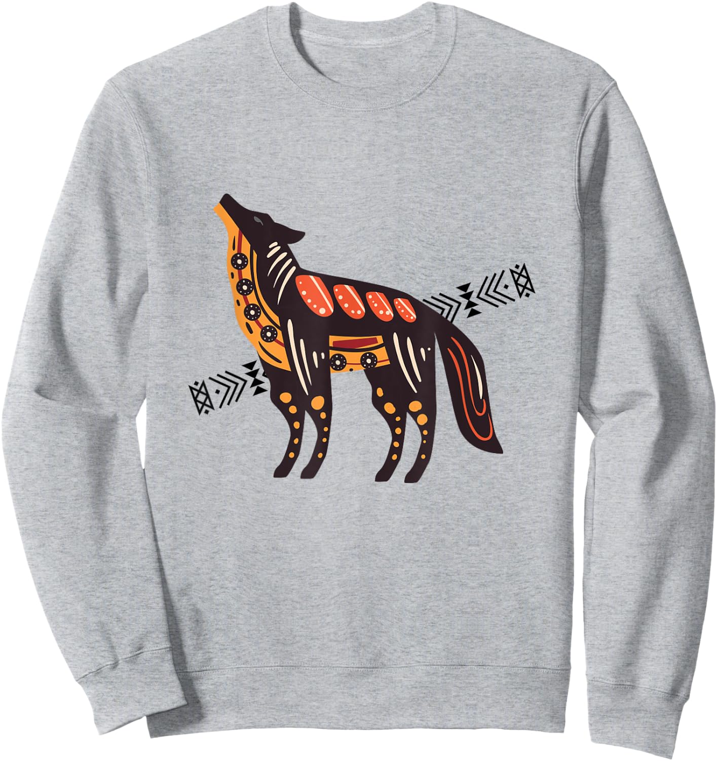 Native American Indian Coyote Wolf Tribal Style Southwest Sweatshirt - Sweatshirt | Ash