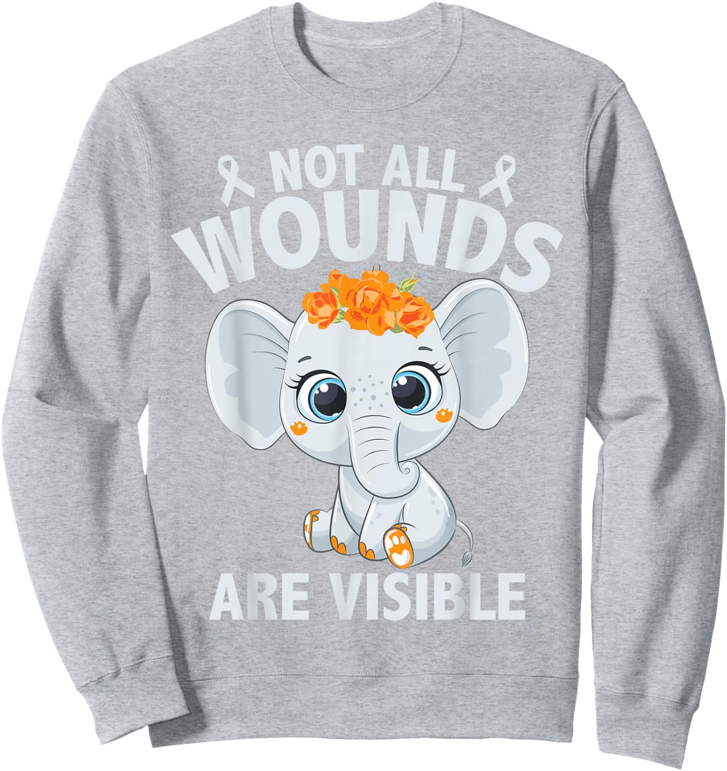 Cute Multiple Sclerosis Awareness MS Elephant Sweatshirt - Sweatshirt | Ash