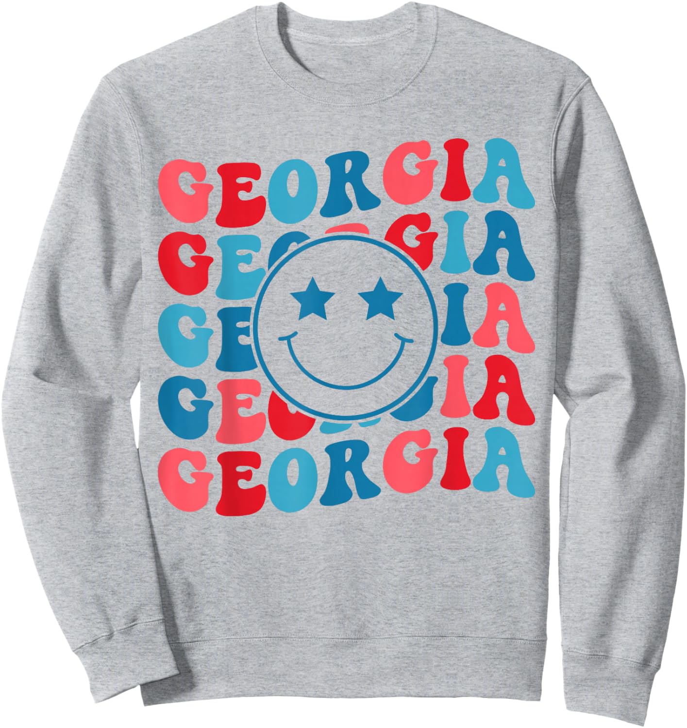 Retro Groovy Georgia Girl Georgia Proud American Flag Sweatshirt - Sweatshirt | Ash