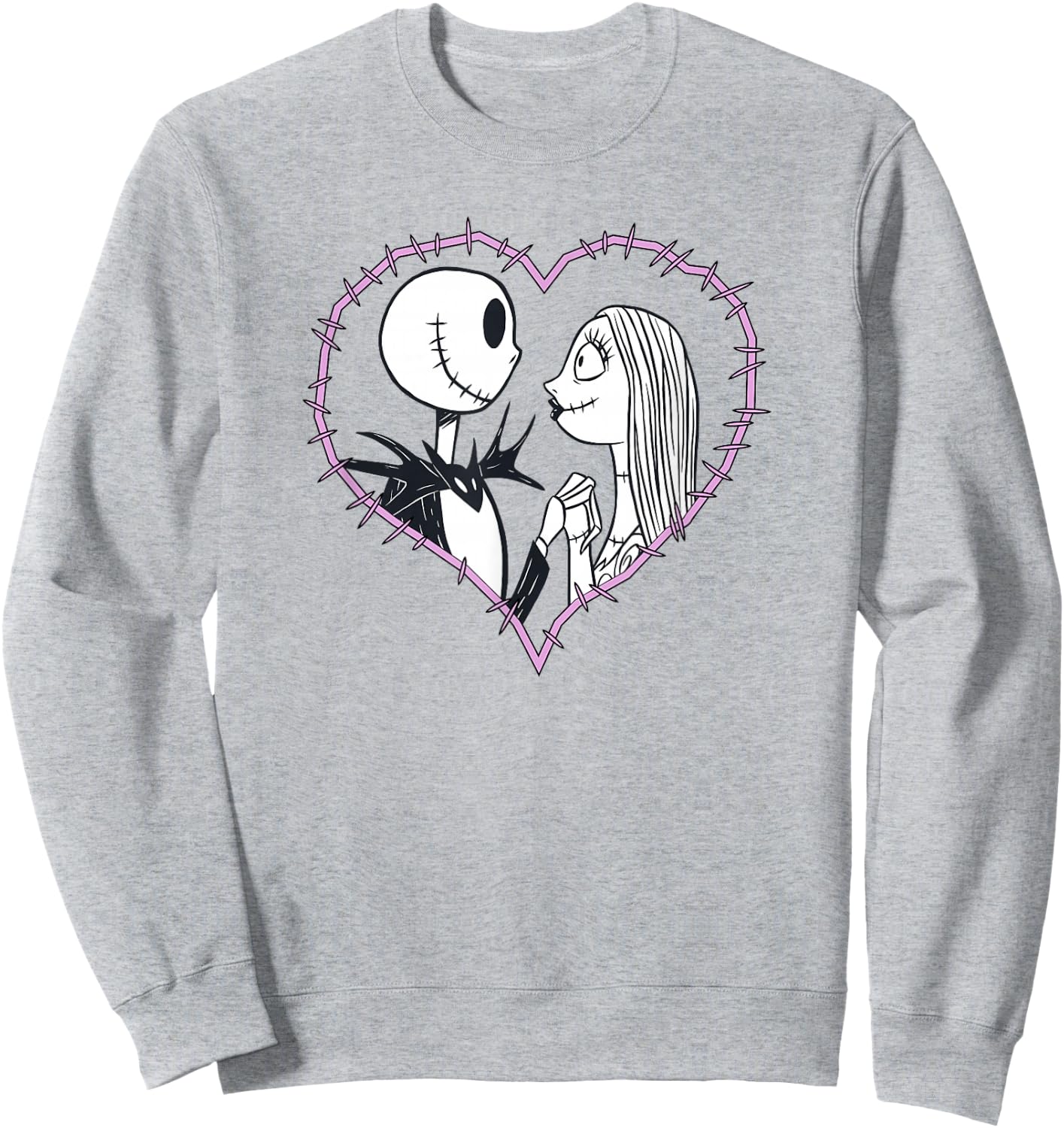 Disney The Nightmare Before Christmas Jack & Sally Heart Sweatshirt - Sweatshirt | Ash