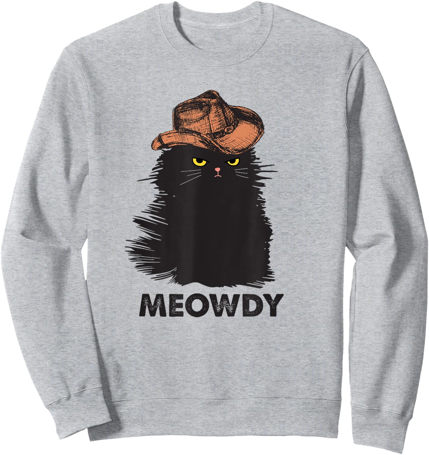 Meowdy Black cat shirts for girls, Meow and Howdy Meow Cat Sweatshirt - Sweatshirt | Ash