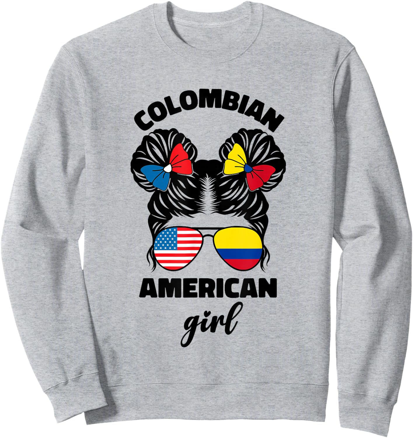 Half American and Colombian USA Colombia Flag Kids Girls Sweatshirt - Sweatshirt | Ash