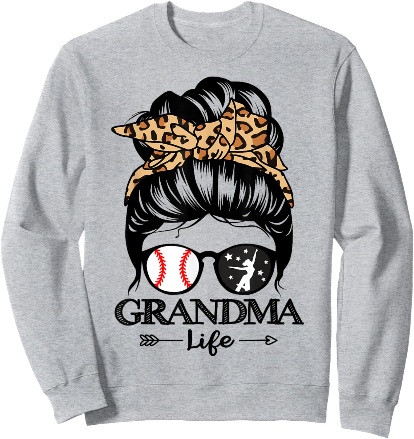 Grandma Life Messy Bun Hair Funny Baseball Dance Grandma Sweatshirt - Sweatshirt | Ash