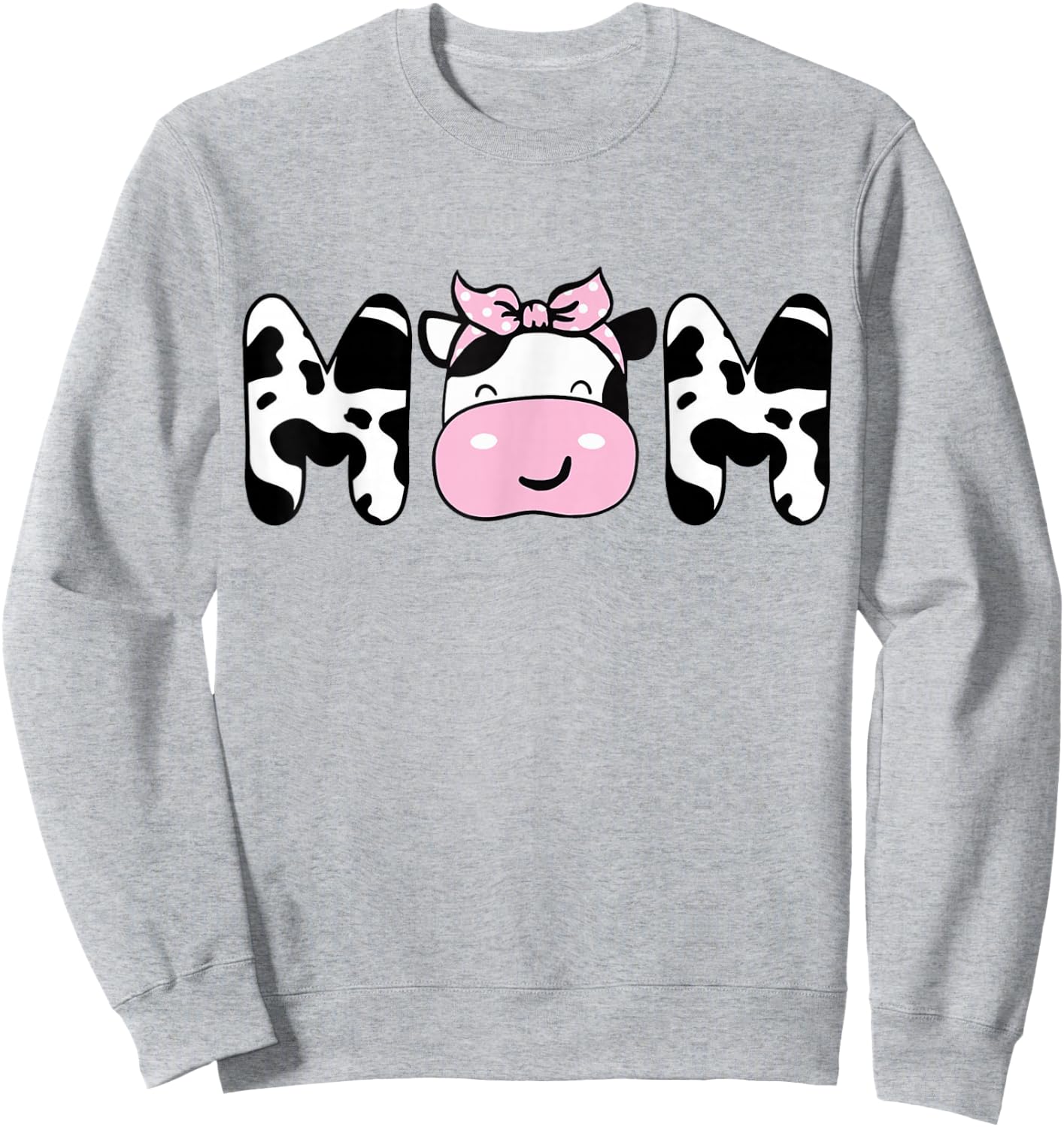 Mom of The Birthday Girl Funny Cow Mom Mama Bday Matching Sweatshirt - Sweatshirt | Ash