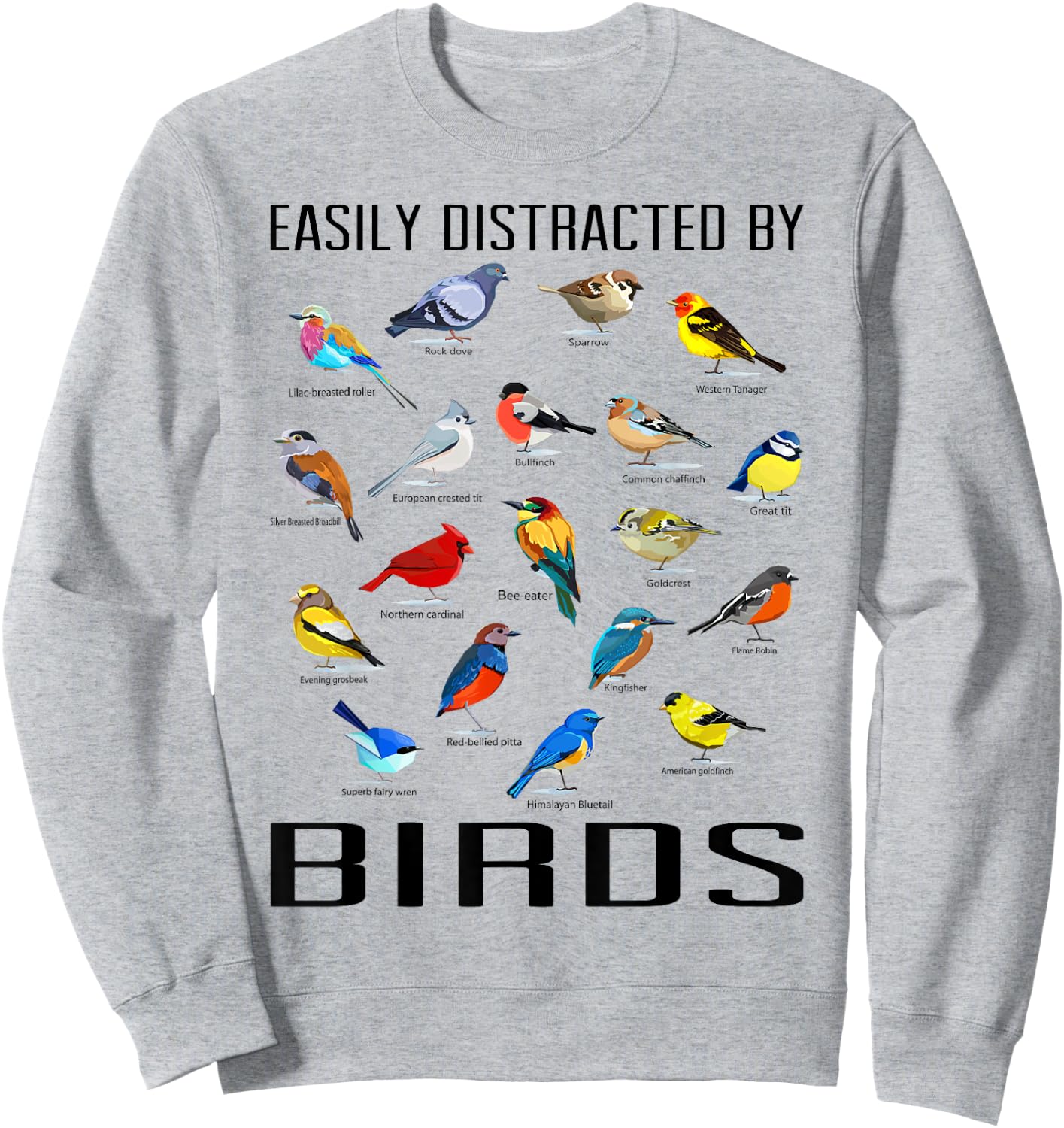 Funny Bird Gifts For Birding Lovers Easily Distracted By Birds / Birdwatching Lover Birdwatcher -Adults Grey Small Sweatshirt - Sweatshirt | Ash