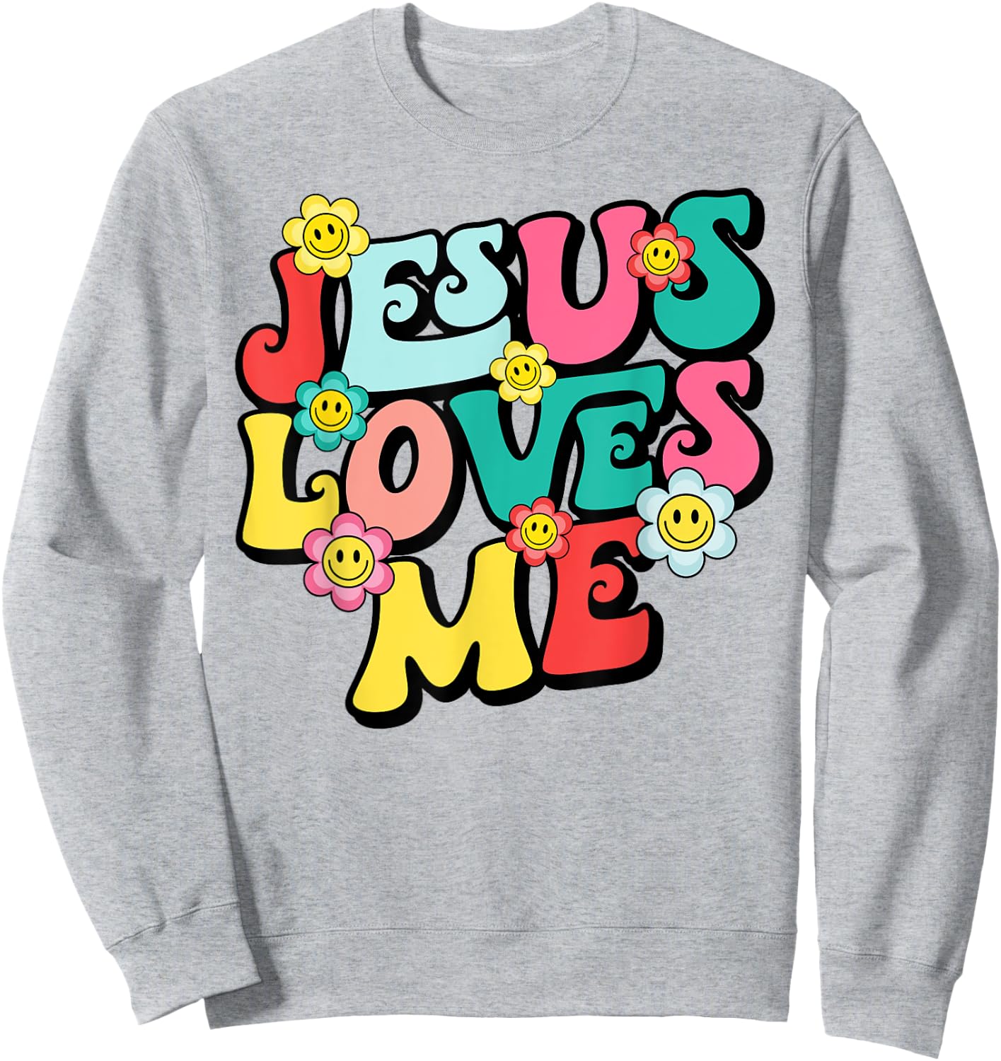 Jesus Loves Me Retro Vintage Groovy Style Men Sweatshirt - Sweatshirt | Ash