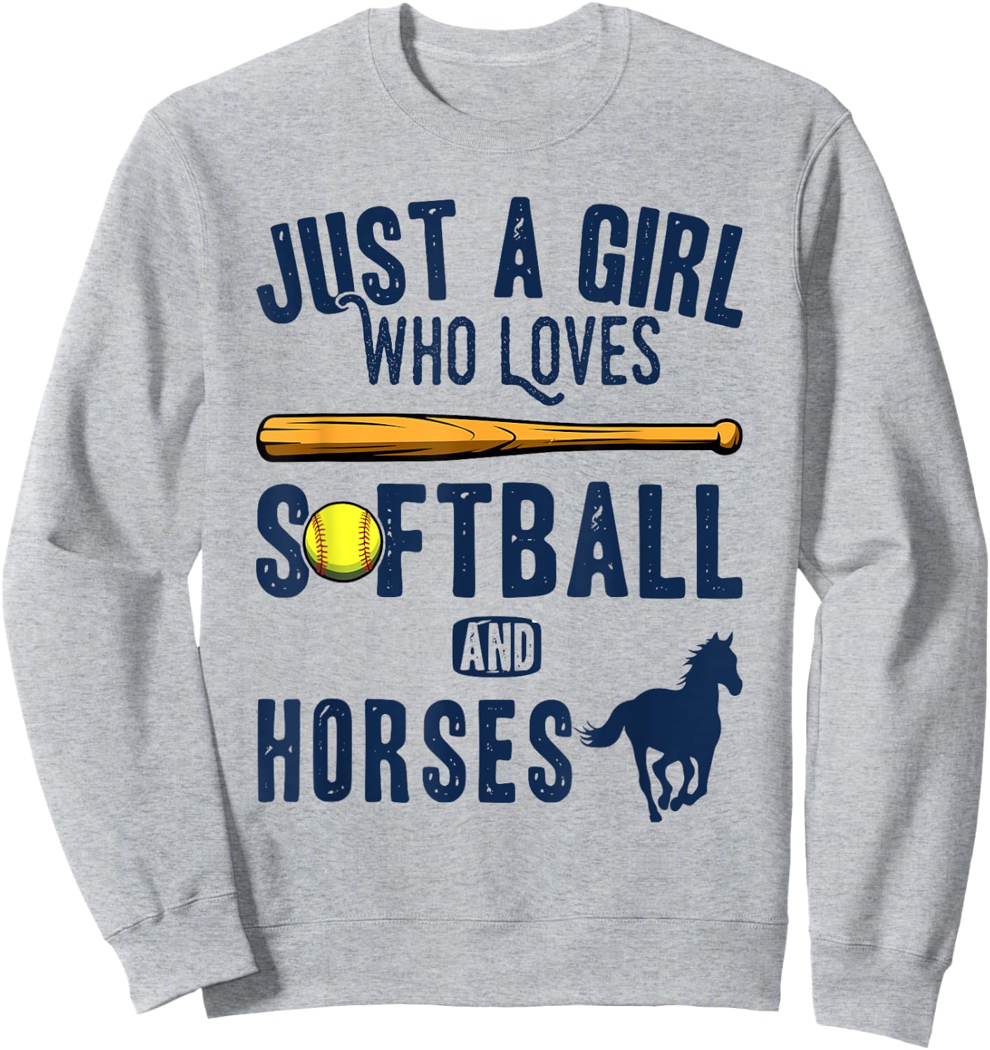 Just a girl who loves Horses and softball kids funny saying Sweatshirt - Sweatshirt | Ash