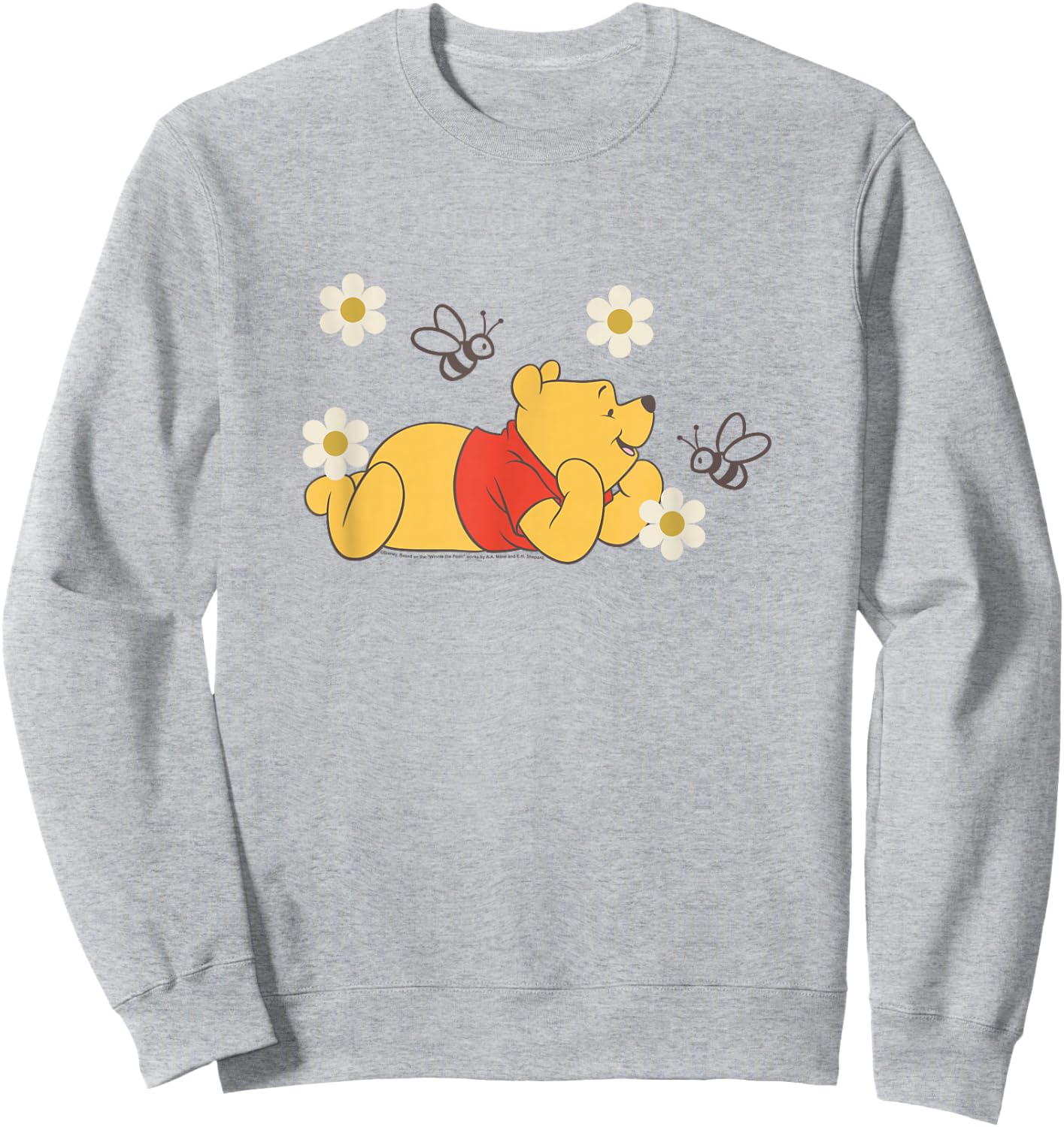 Disney Winnie The Pooh in Nature with Bees Floral Portrait Sweatshirt - Sweatshirt | Ash