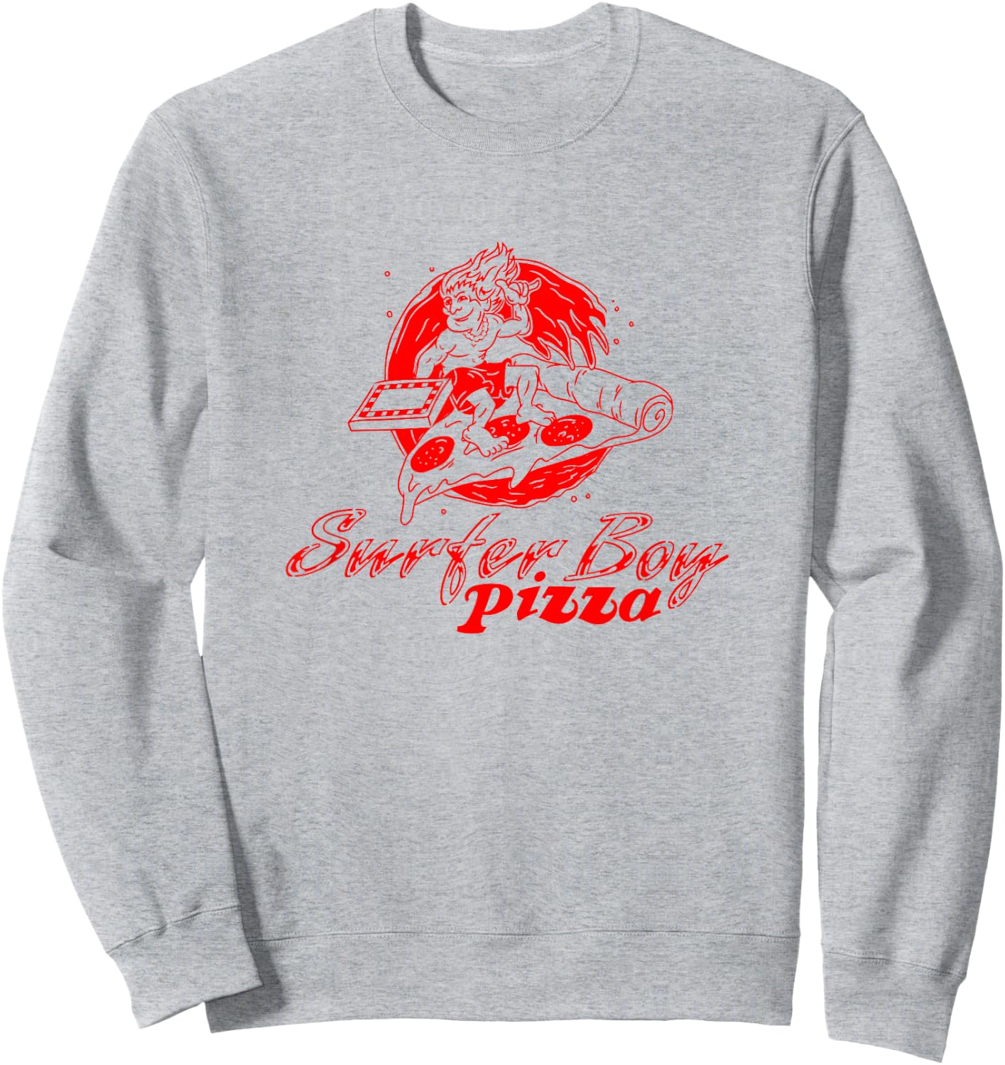 Stranger Things Surfer Boy Pizza Retro Outline Logo Sweatshirt - Sweatshirt | Ash