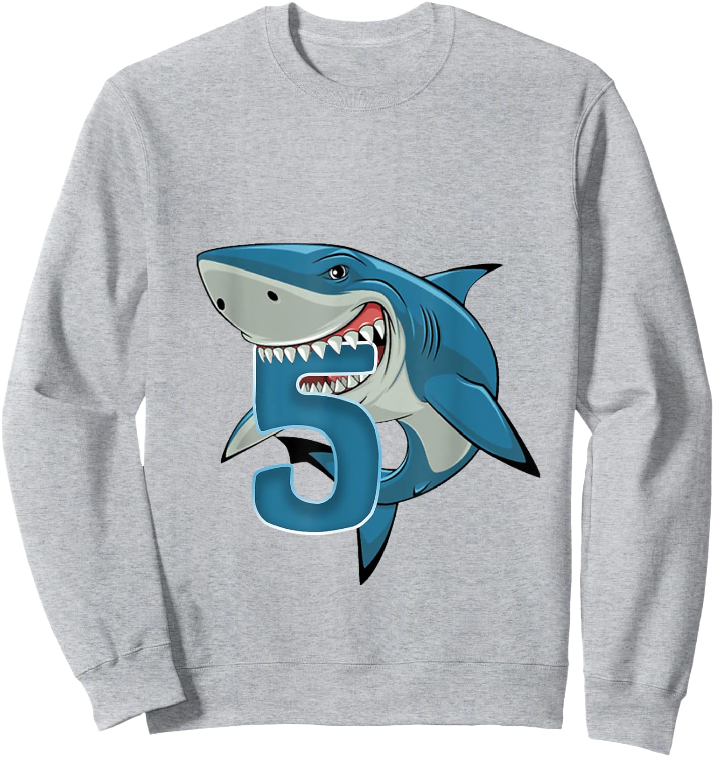 5th Birthday Shark 5 Year Old Birthday Shark Theme Party Sweatshirt - Sweatshirt | Ash