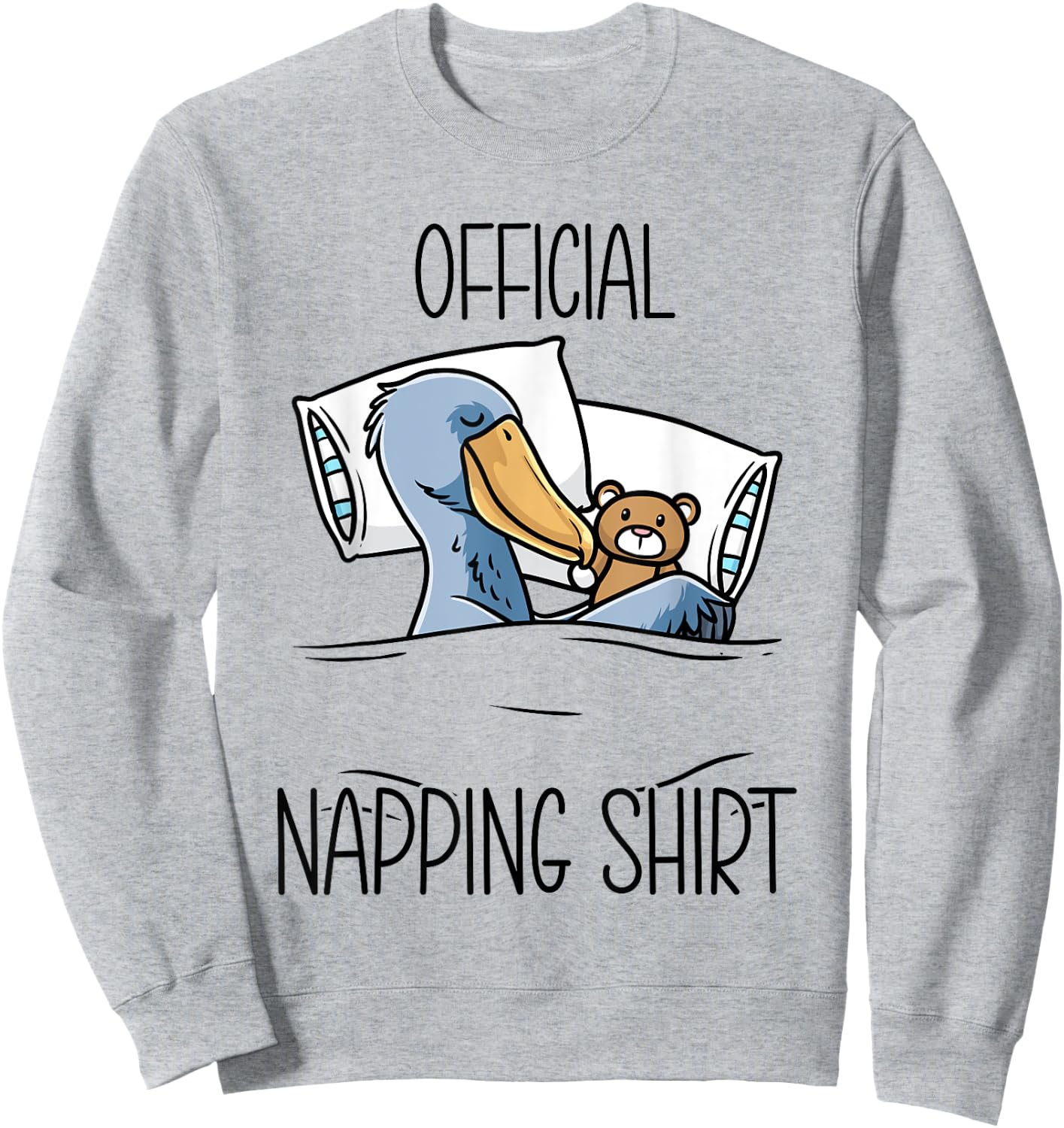 Sleeping Shoebill Bird Hoe-billed Stork With Stuffed Animal Sweatshirt - Sweatshirt | Ash