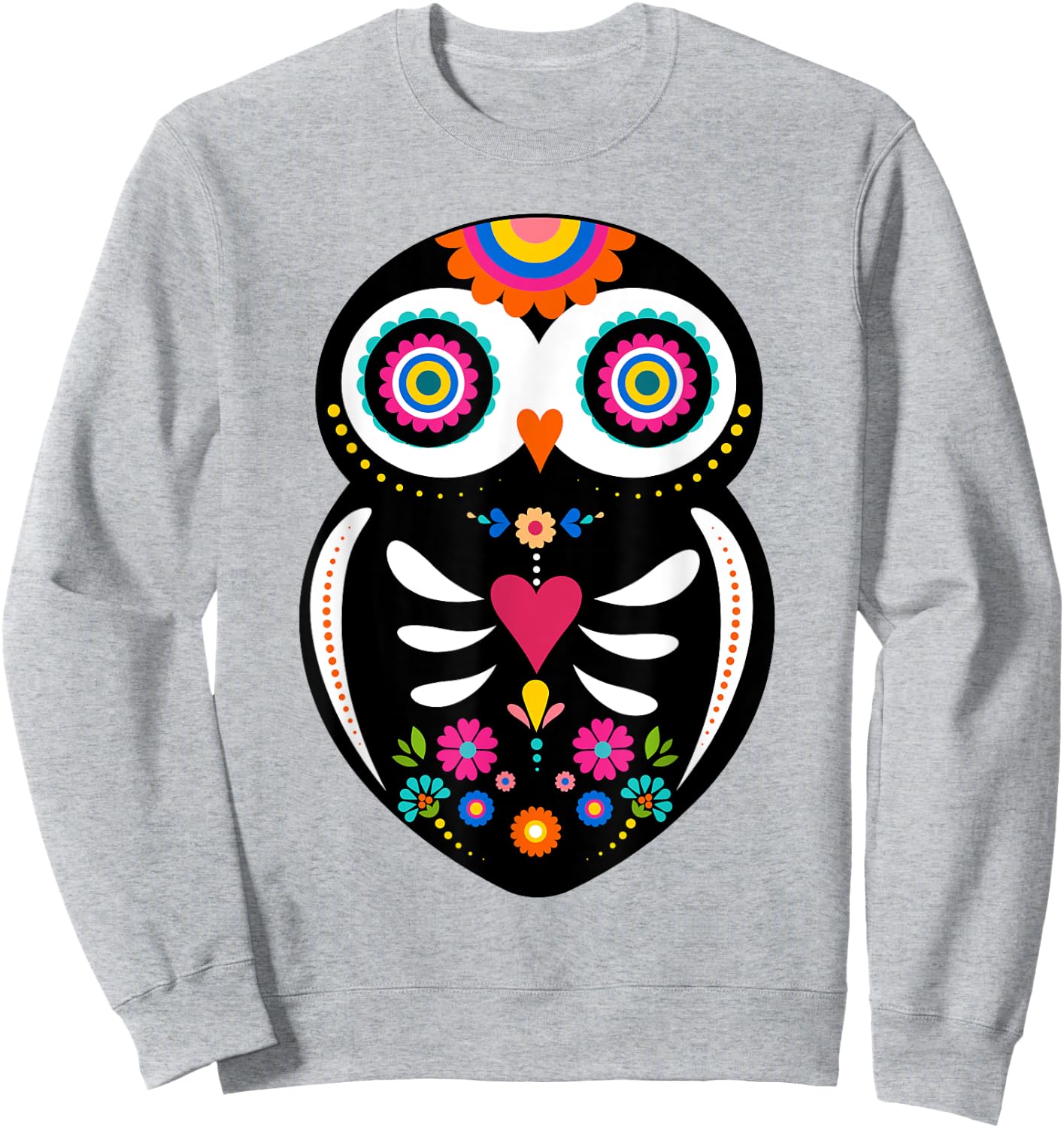 Dia de los Muertos Night Owl Sugar Skull Mexican Halloween Sweatshirt - Sweatshirt | Ash