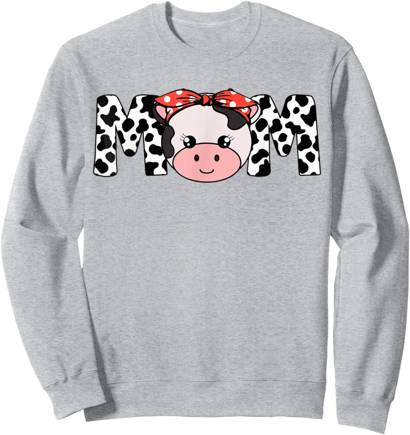 Mom Cow-Print T Shirt Women Heifer Farm Mama Sweatshirt - Sweatshirt | Ash