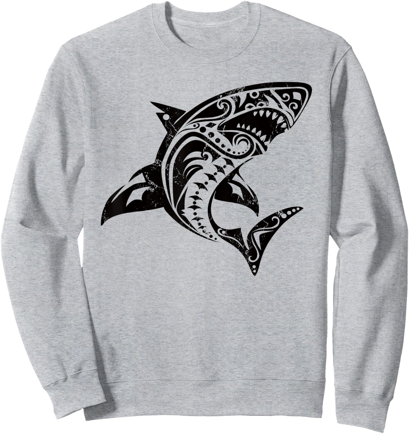 Shark Vintage Retro Tribal Throwback Vacation Sweatshirt - Sweatshirt | Ash