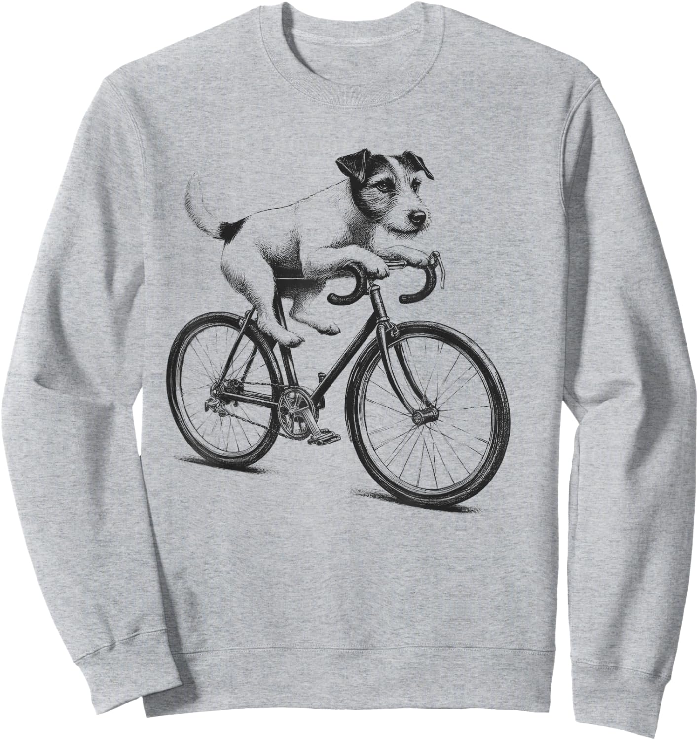 Jack Russell Terrier Dog Riding a Bike Bicycle Biker Cycling Sweatshirt - Sweatshirt | Ash